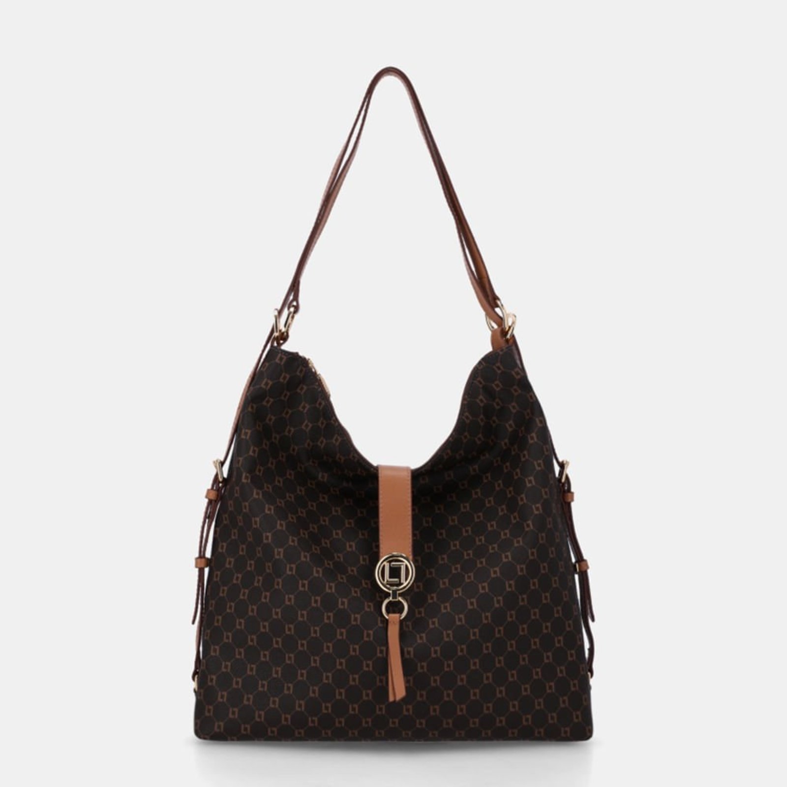 Bolsa Hobo Grande Monograma Ll Mocca - 2000855 Luz da Lua