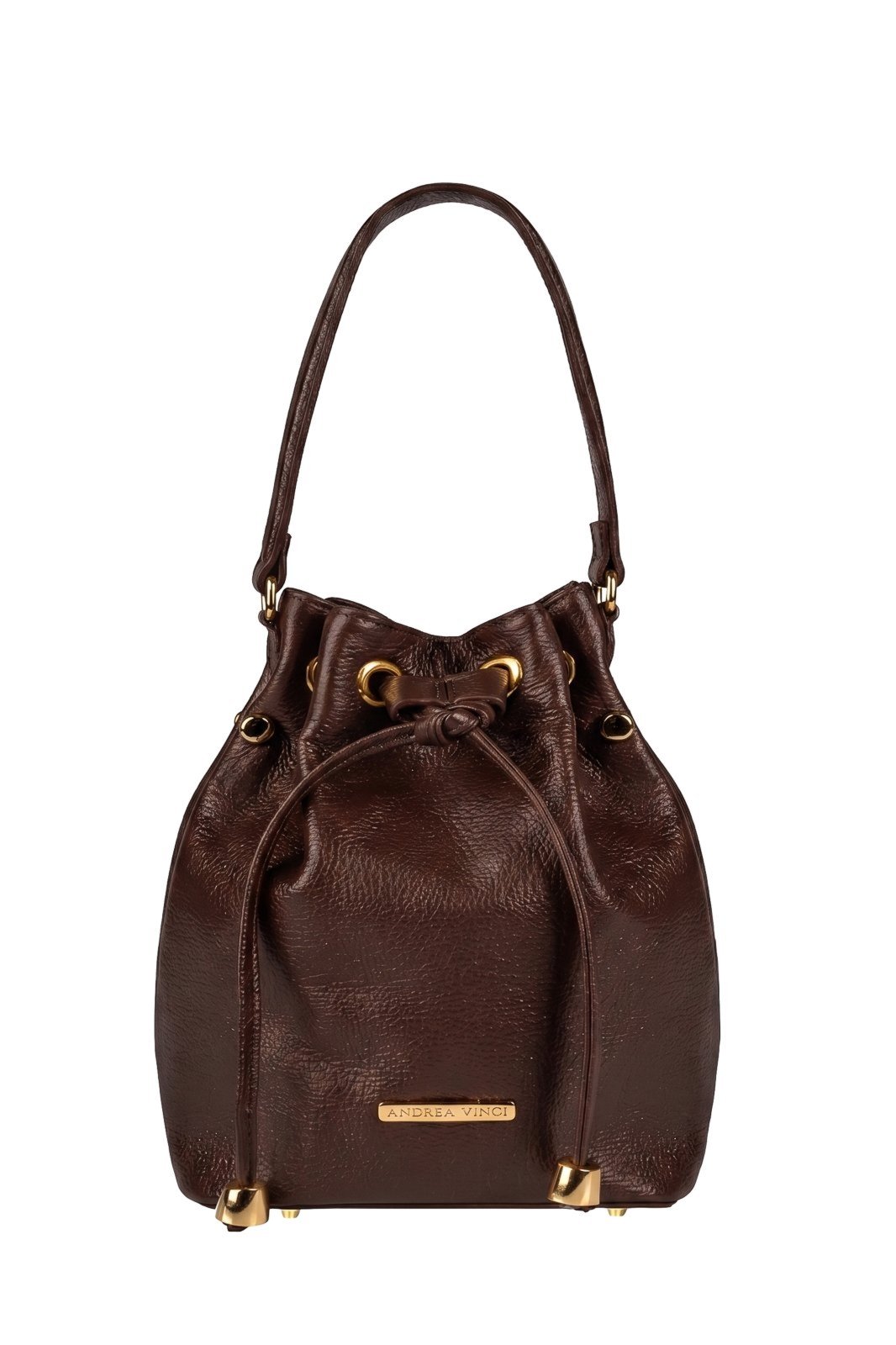 Bolsa saco em couro liso Nubia - Café