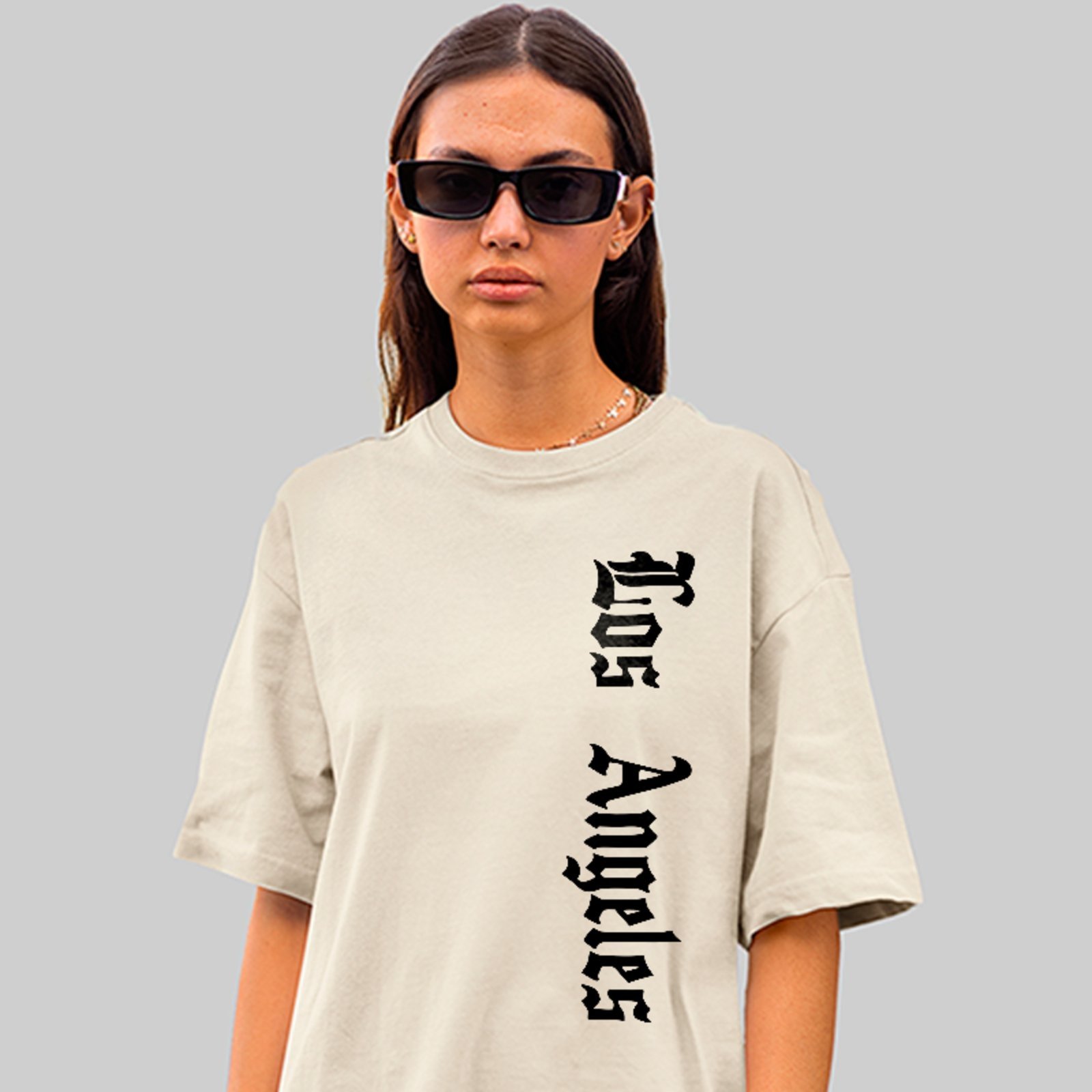 Camiseta Oversized Los Angeles Estilo Urbano Street Unissex Off White