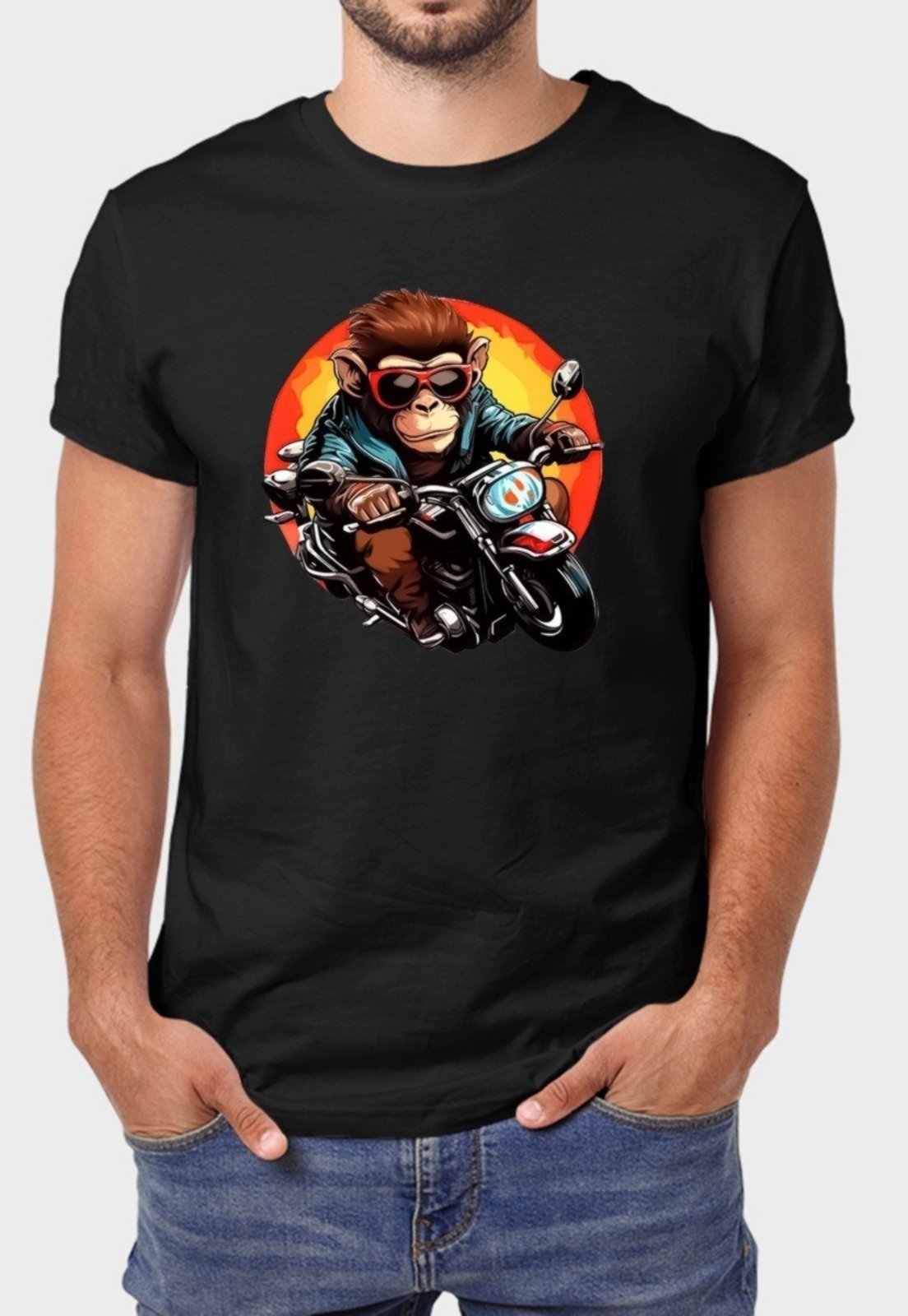 Camiseta Masculina Preta Motorcycle Algodão Premium Benellys