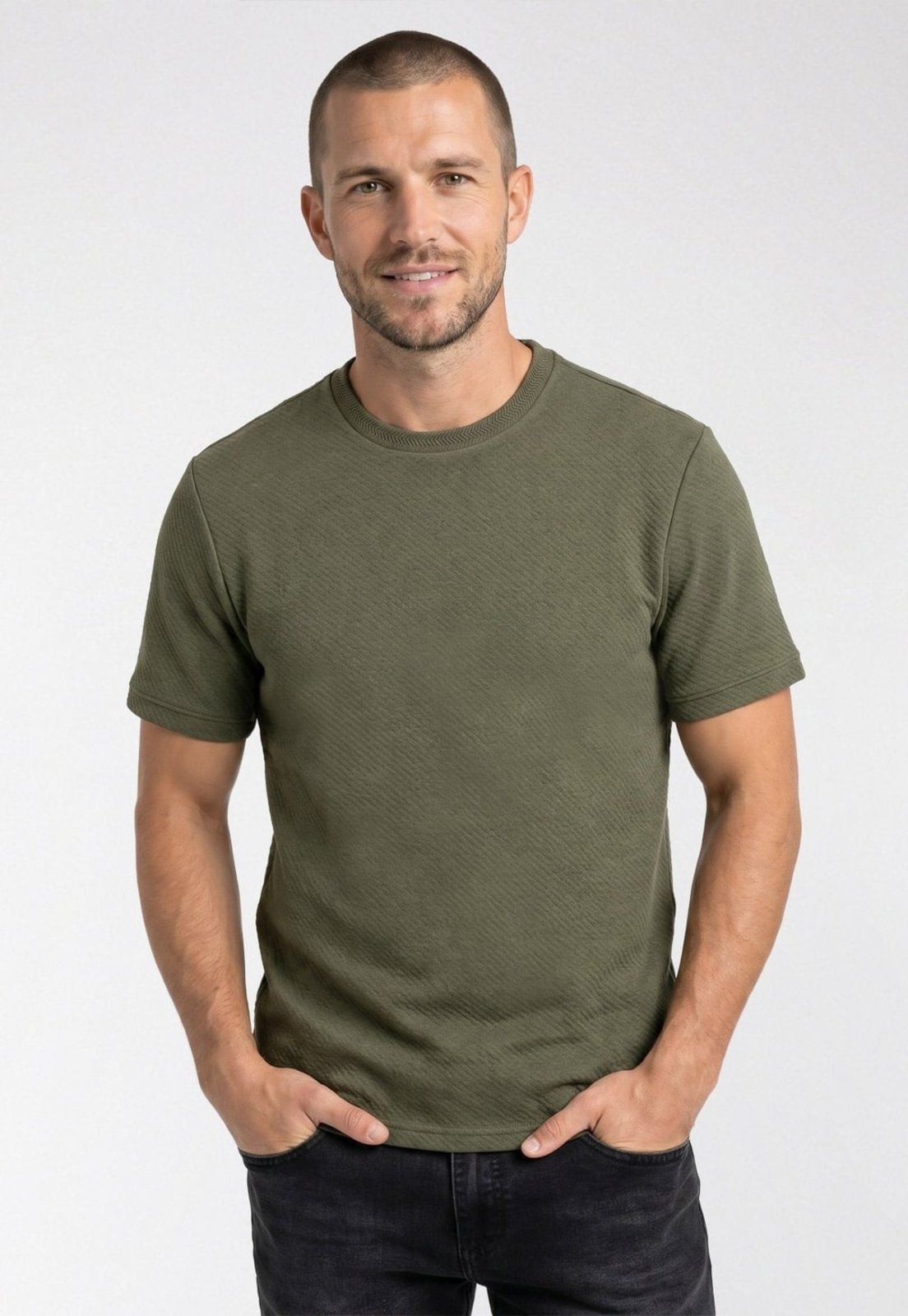 Camiseta Guess Malha Texturizada Verde