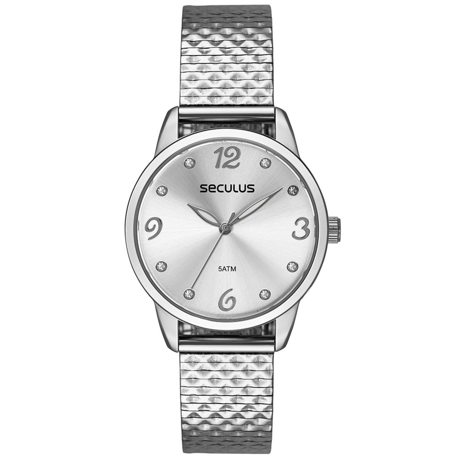 Relógio Feminino Seculus Pulseira Texturizada Prata Seculus