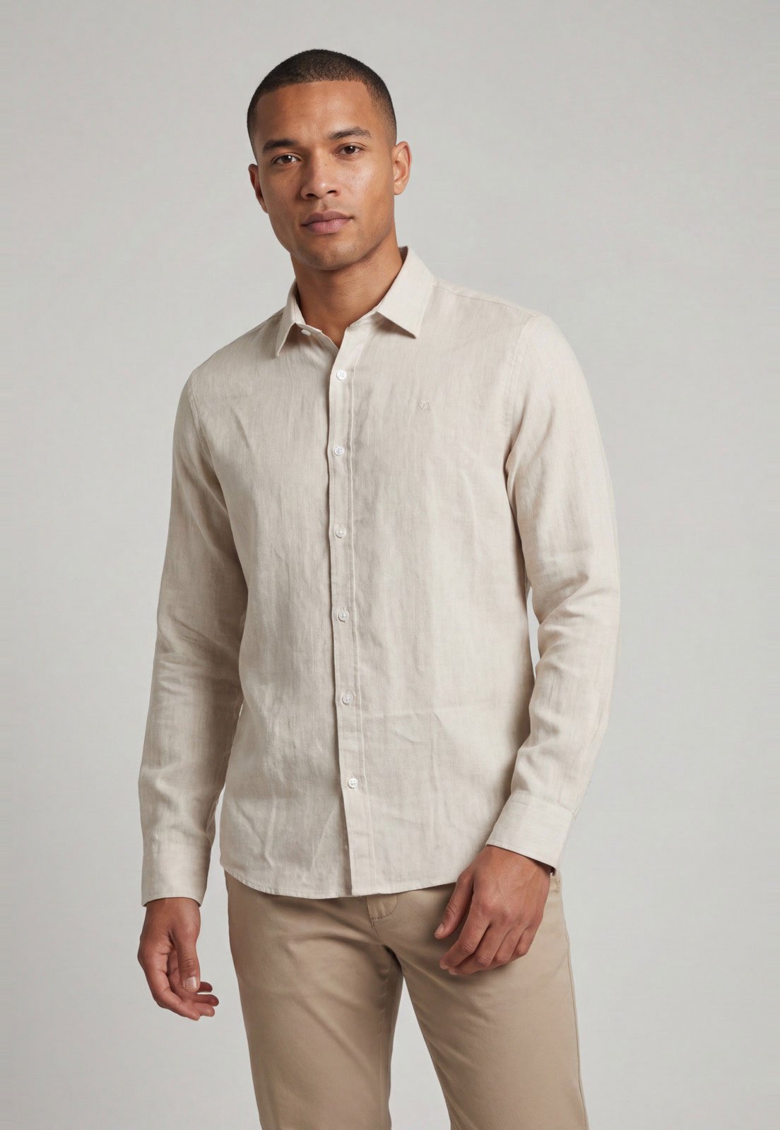 Camisa Masculina Aeropostale Manga Longa Bege
