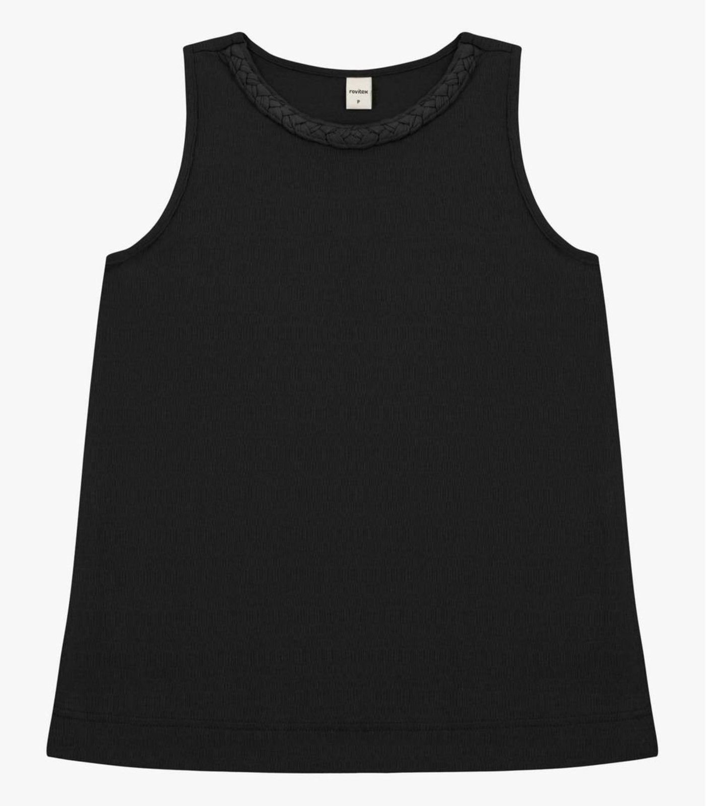 Regata Feminina Visco Maquinetado Rovitex Preto