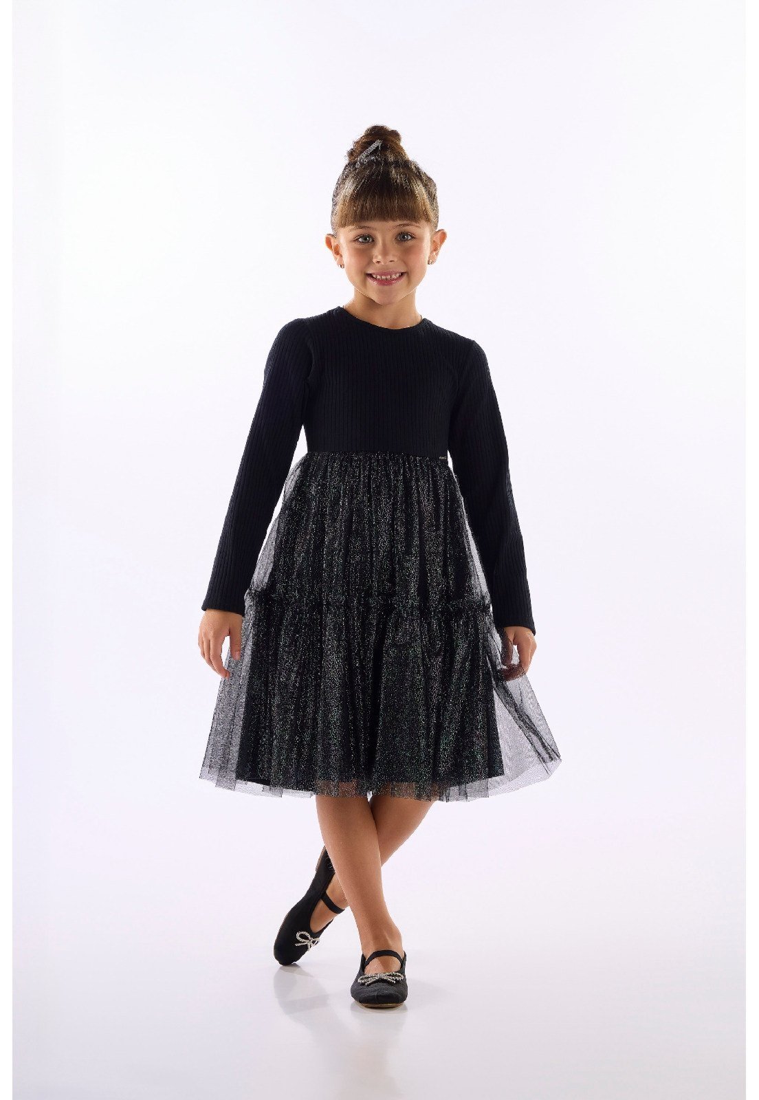 Infantil - Vestido Ribana Saia Tule Quimby Preto