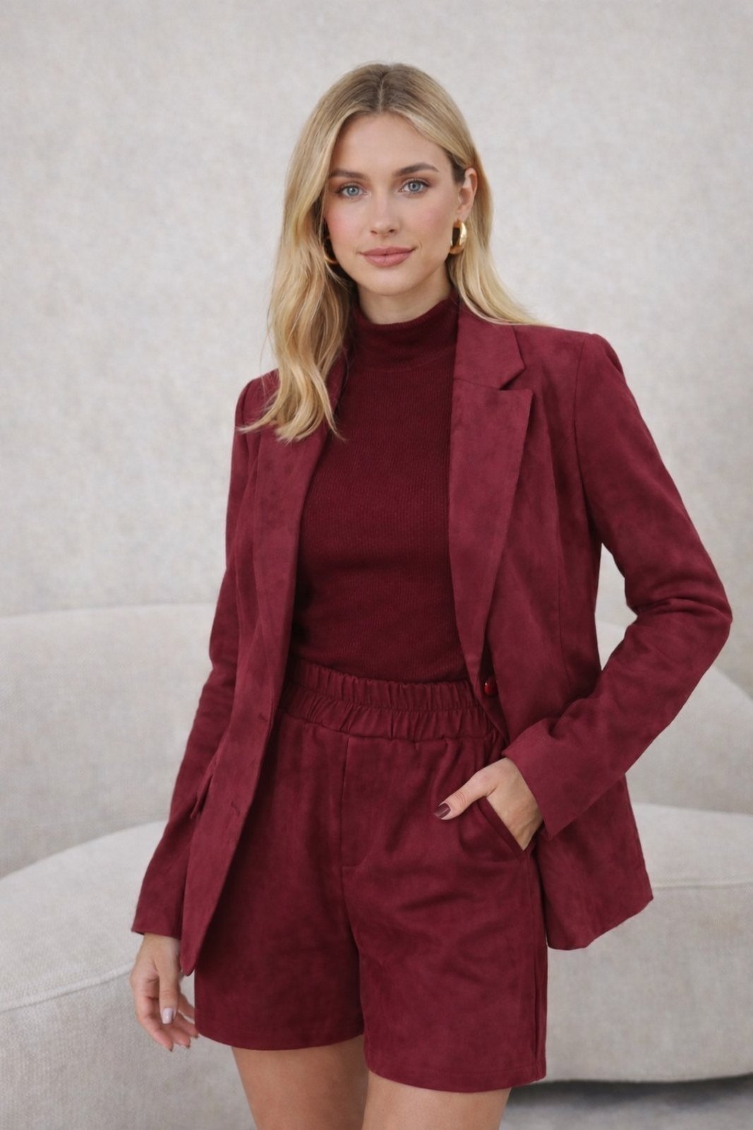 Short Vanibele Suede Vinho
