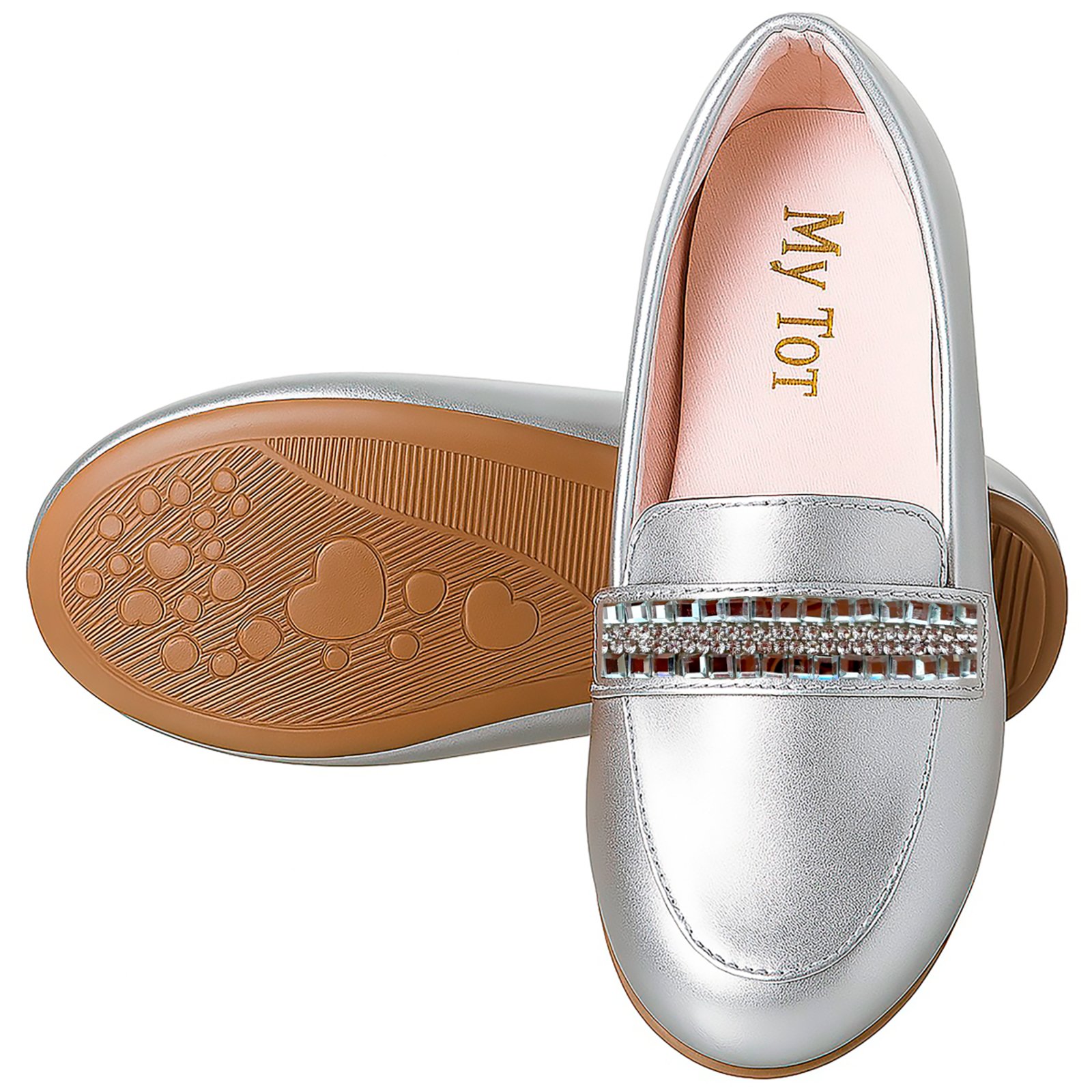 Infantil – Mocassim Feminino Juvenil Envernizado Estiloso Prata Pepite