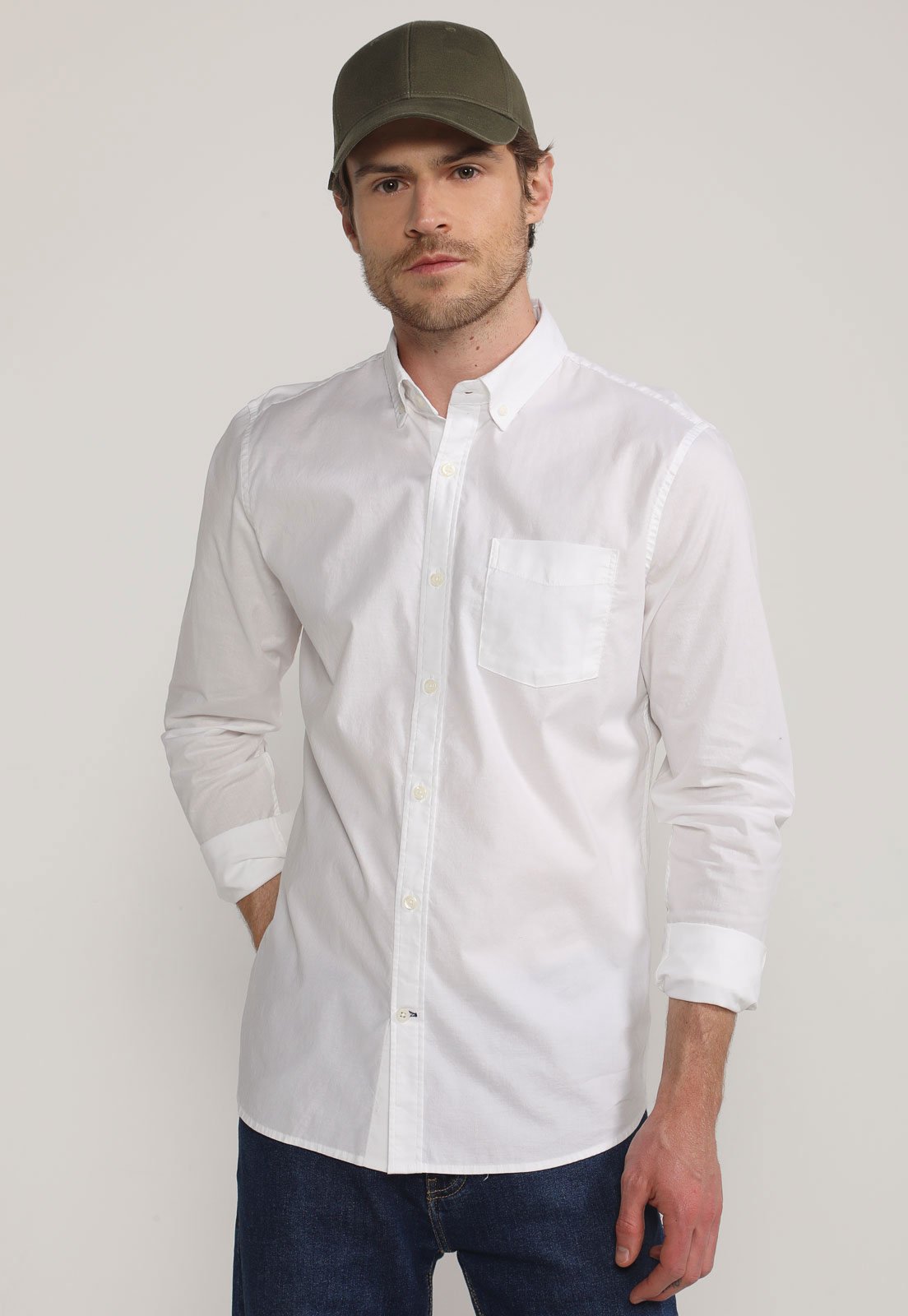 Camisa GAP Reta Bolso Off-White