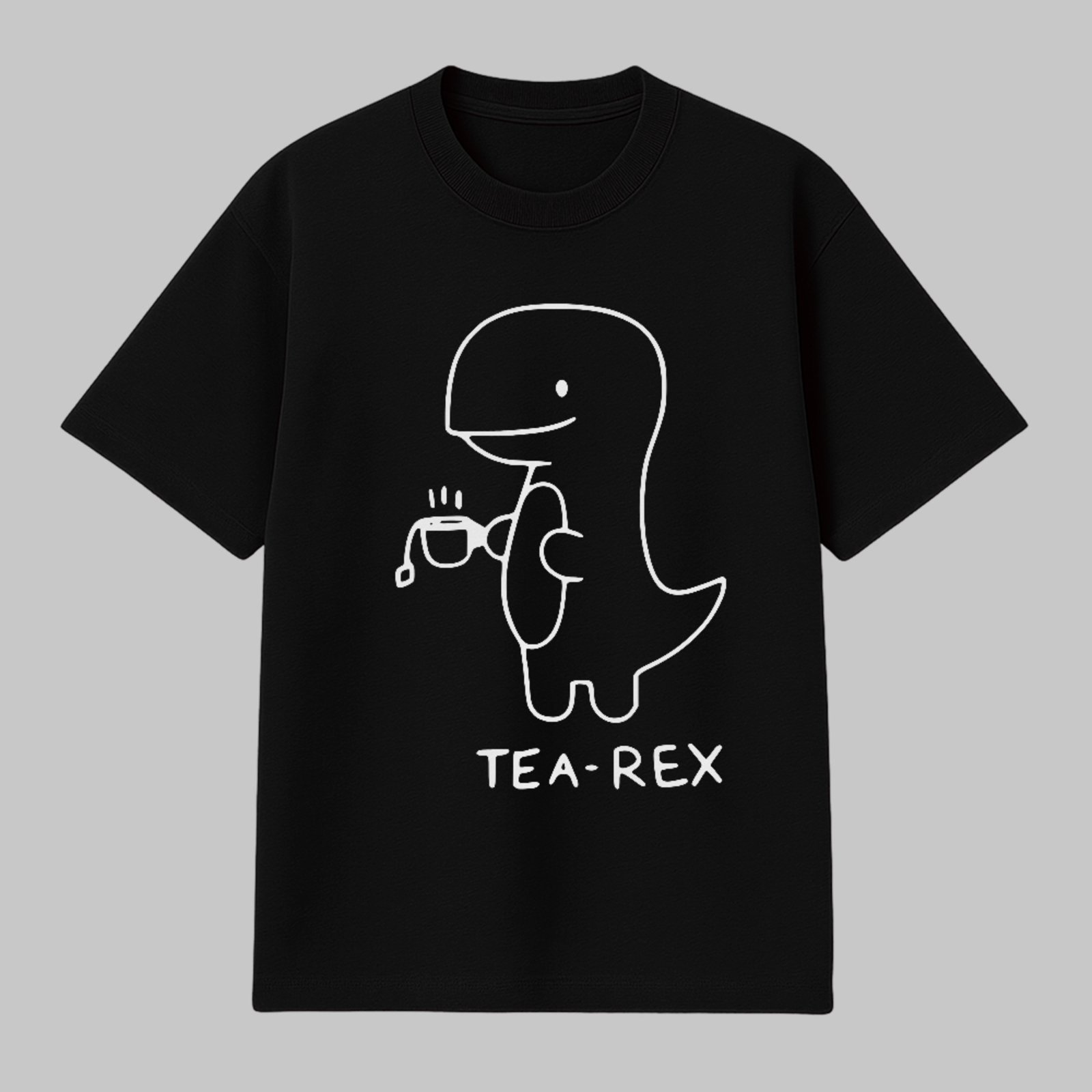 Camiseta Básica Tea Rex Dinossauro Fofo Engraçado Minimalista Preto