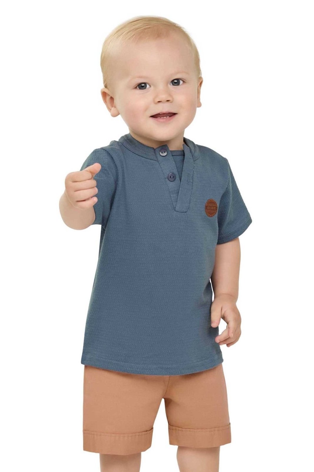 Infantil - Conjunto Menino Malha Texturizada Elian Azul