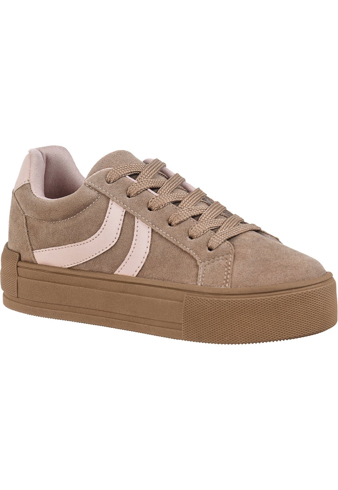 Tênis Feminino GiGiL Casual Confortável Sola Plana Plataforma Leve Confortável Camurça Detalhe Lateral Moda Rosado