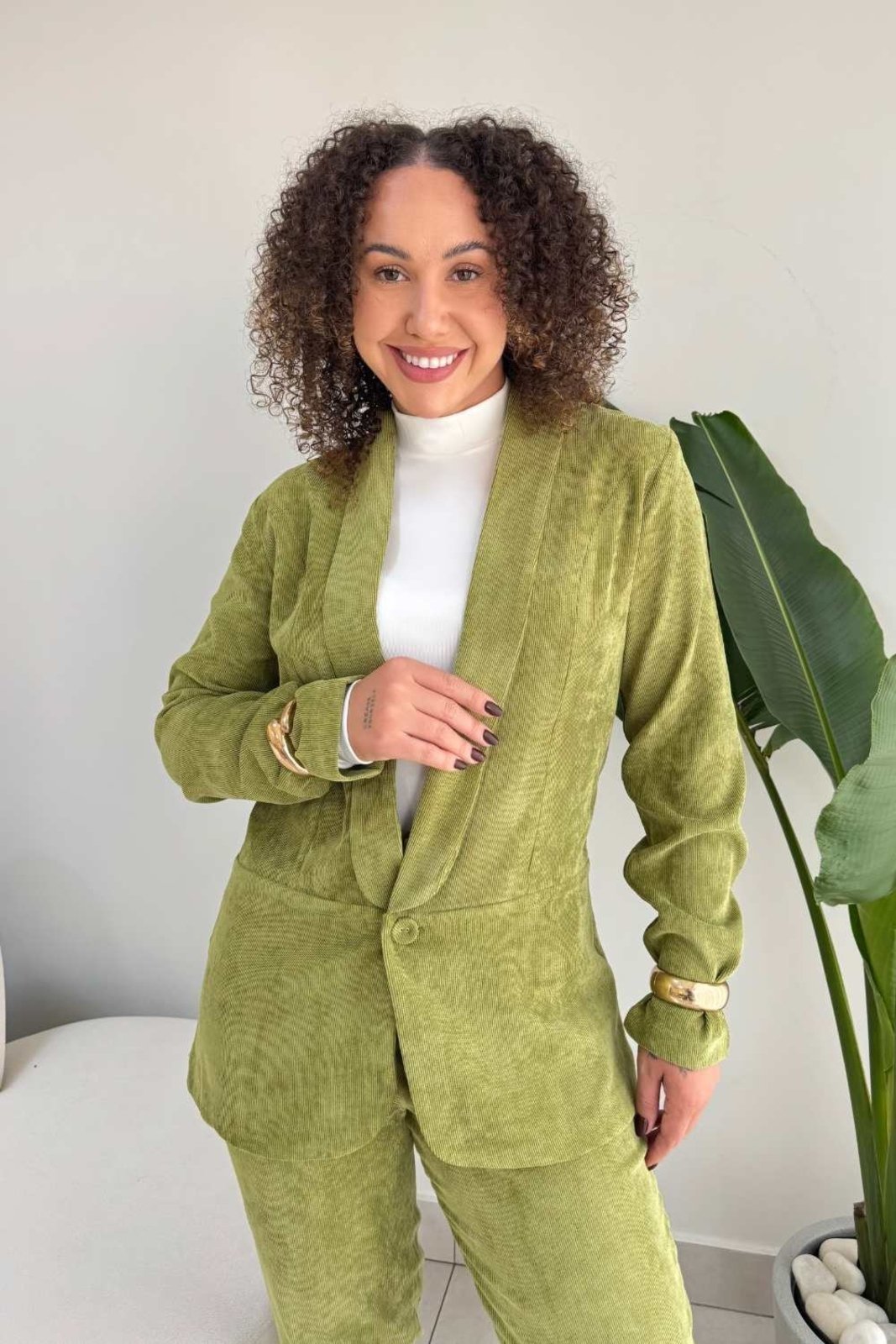 Blazer Vanibele Veludo Verde