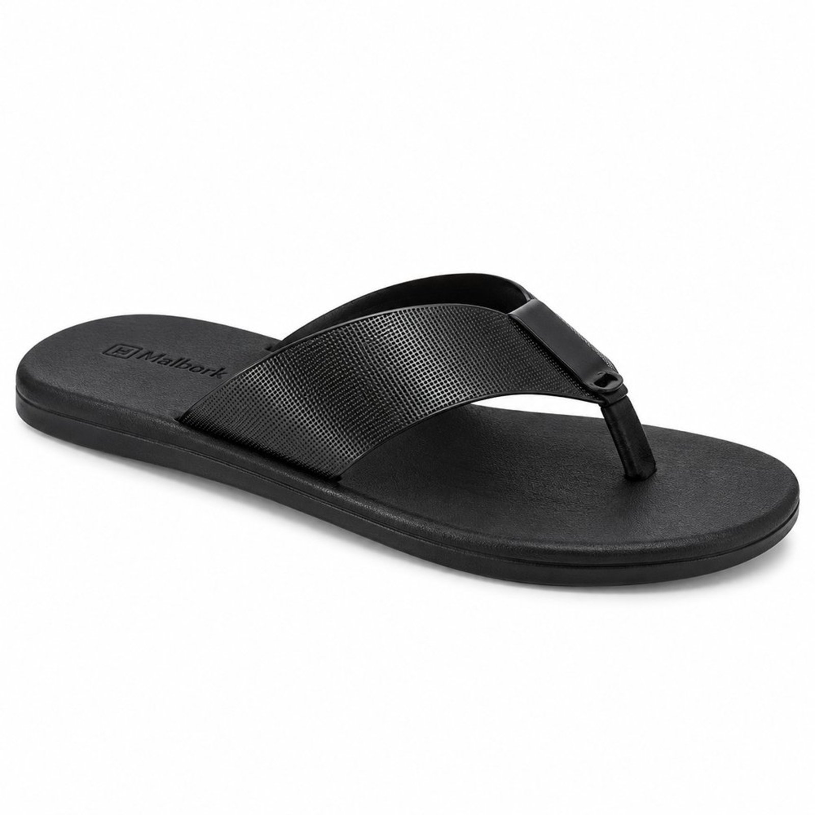 Chinelo Masculino Couro Malbork Preto Confortável Casual