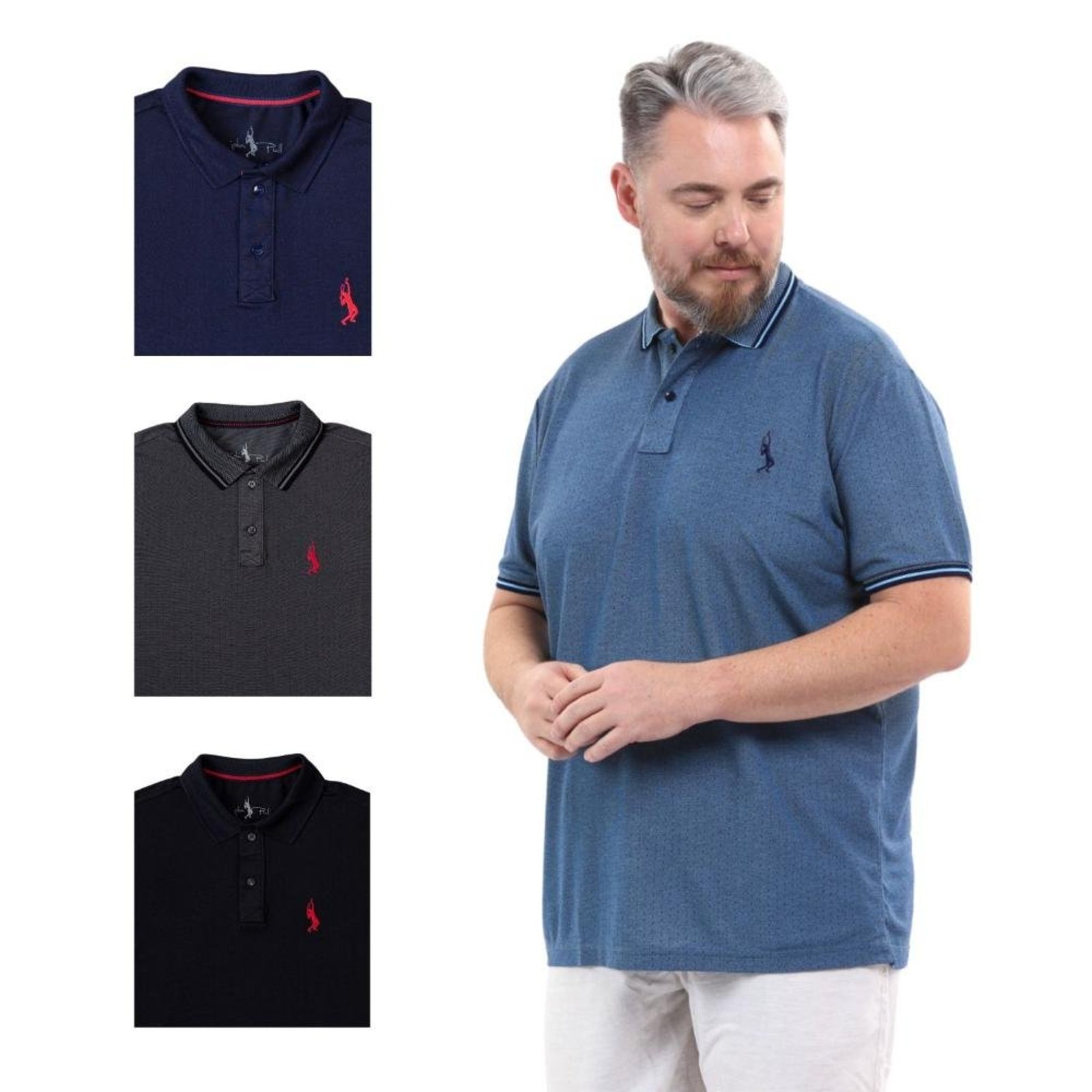 Kit 4 Camisa Polo Plus Size Lisa Casual Elegante Ocasiões