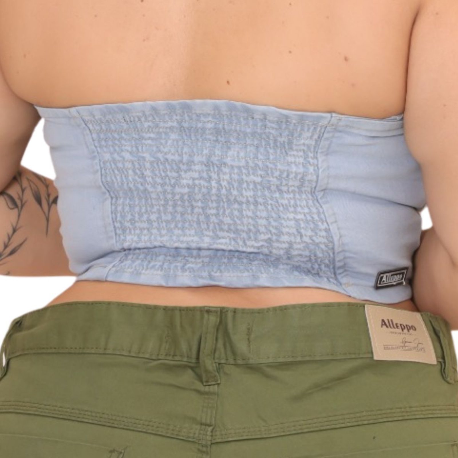 Vista 3 Cropped Jeans Loka Plus Size Tomara que Caia Claro azul Jeans Loka azul