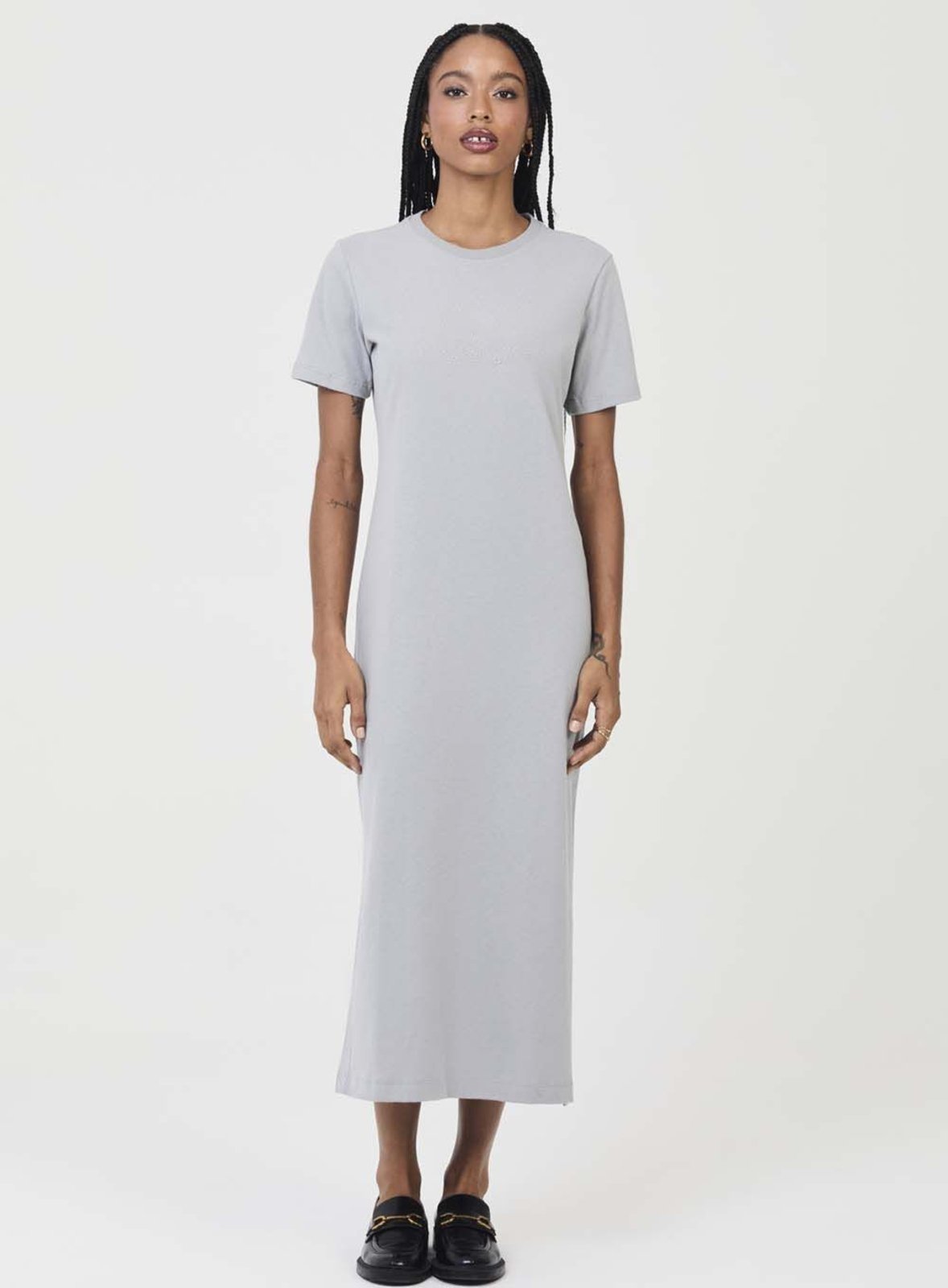 Vestido Comfort Midi com Aplicação Colcci CLC Cinza Foggy Day
