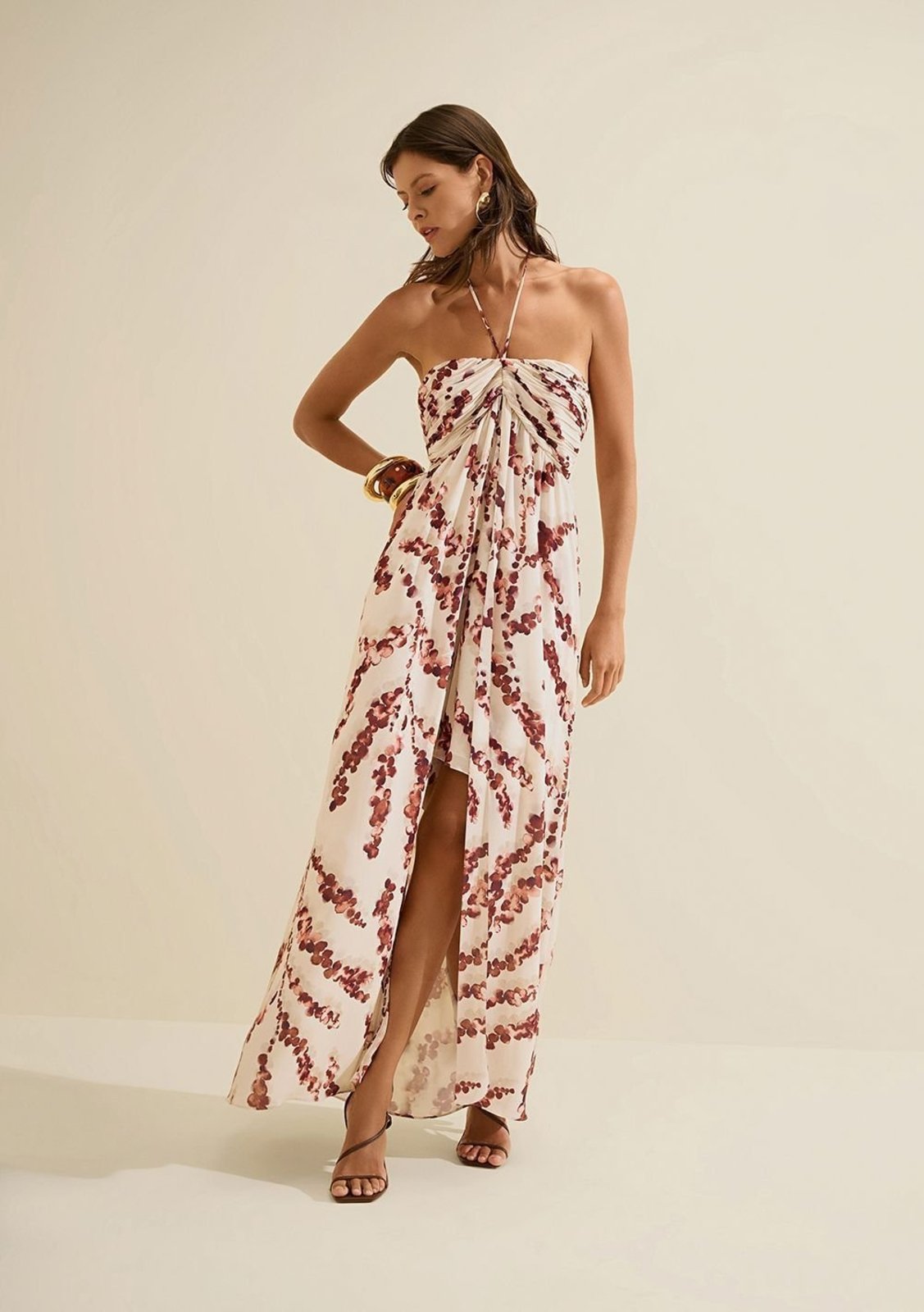 Vestido Longo Flora - Bege