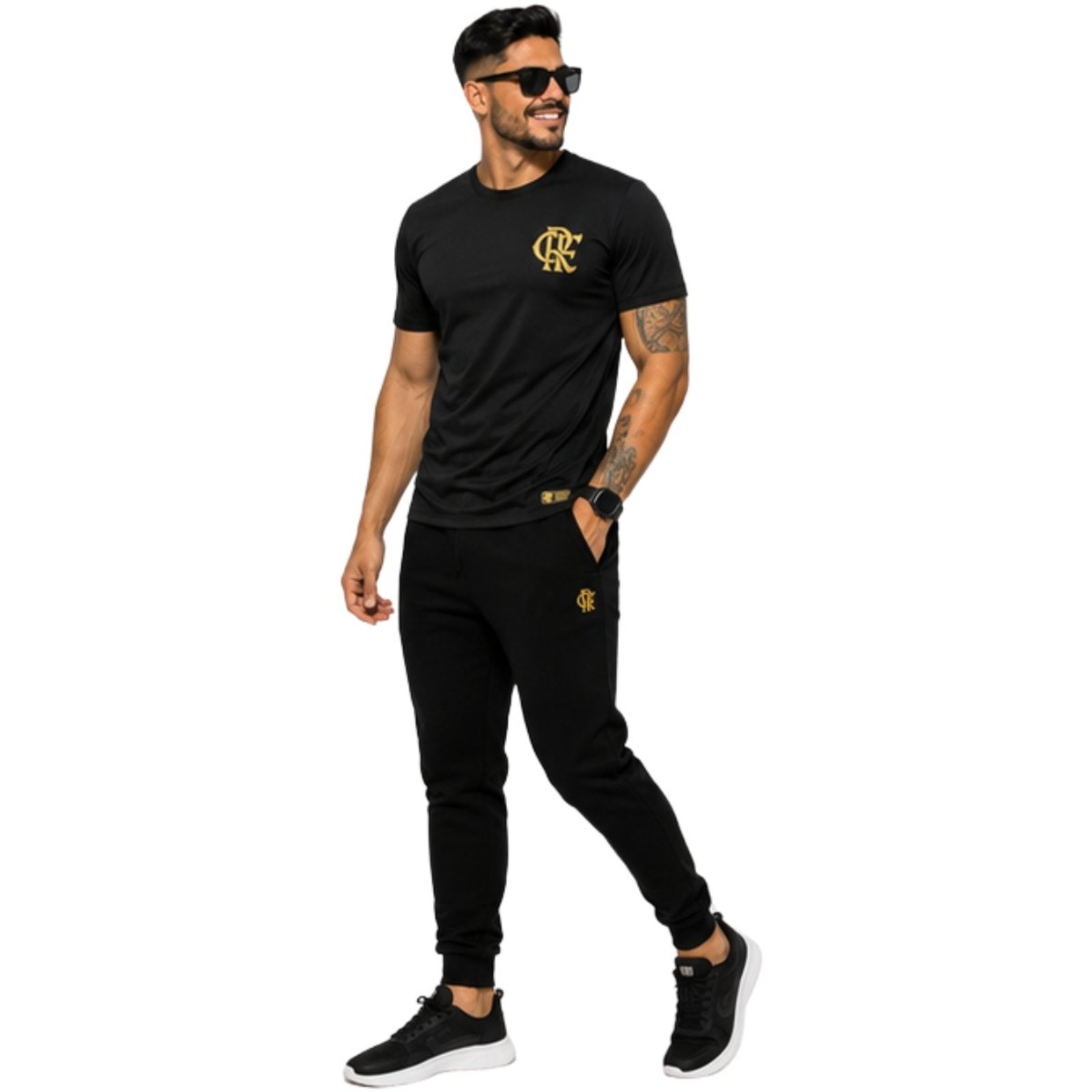 Camiseta Flamengo Gold Poliamida Licenciada Coimbra Preto