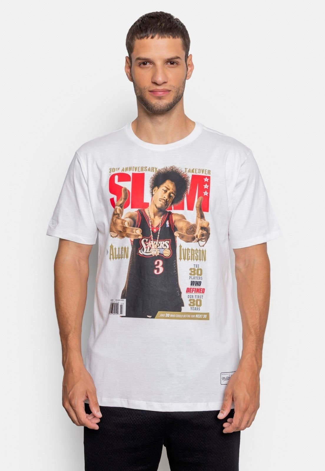 Camiseta Mitchell & Ness Especial Slam Allen Iverson Philadelphia 76ers Branca