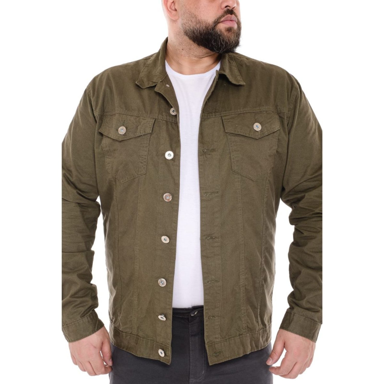 Vista 2 Jaqueta Masculina Plus Size Jeans Light Musgo verde/verde militar verde JEANS LIGHT verde/verde militar verde