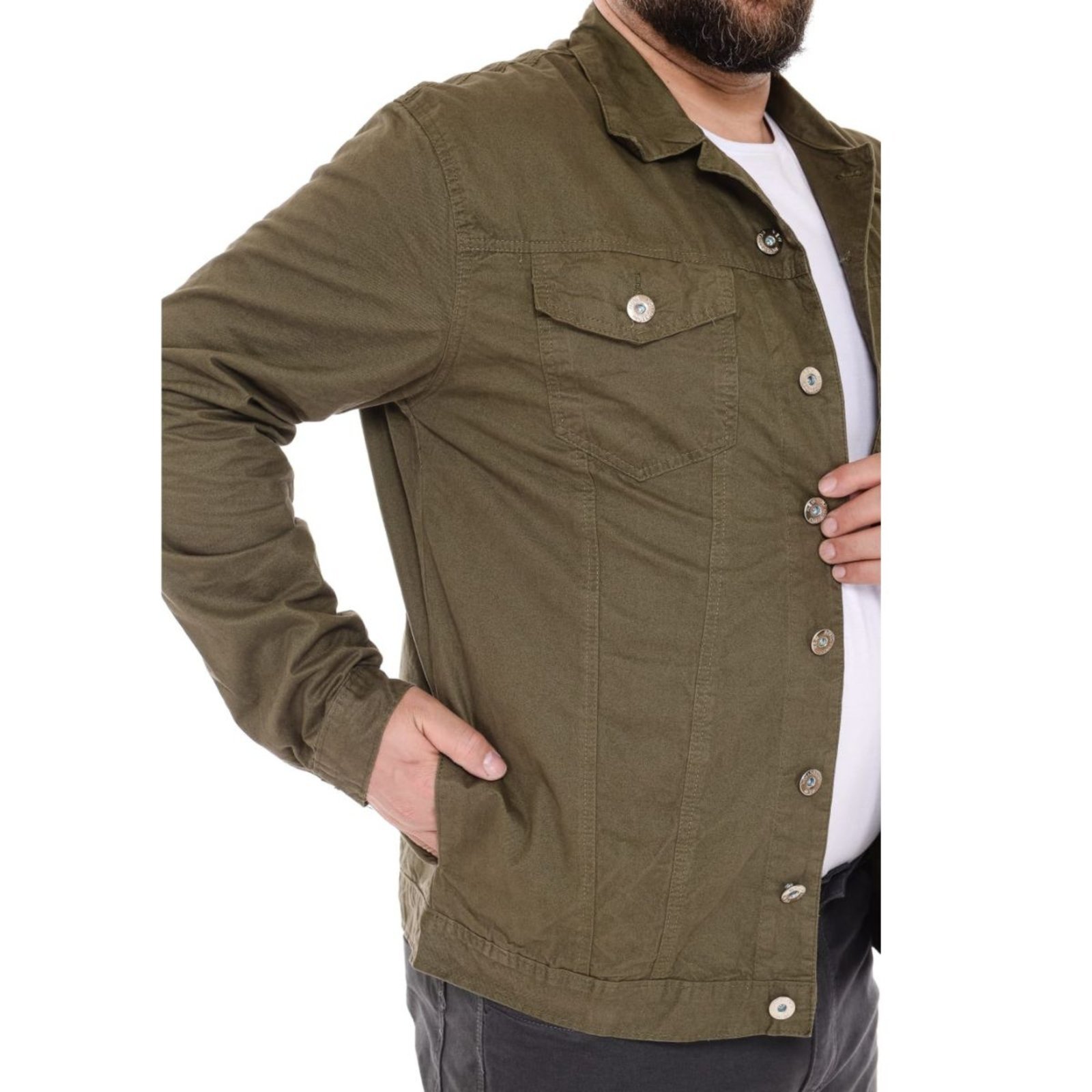 Vista 3 Jaqueta Masculina Plus Size Jeans Light Musgo verde/verde militar verde JEANS LIGHT verde/verde militar verde