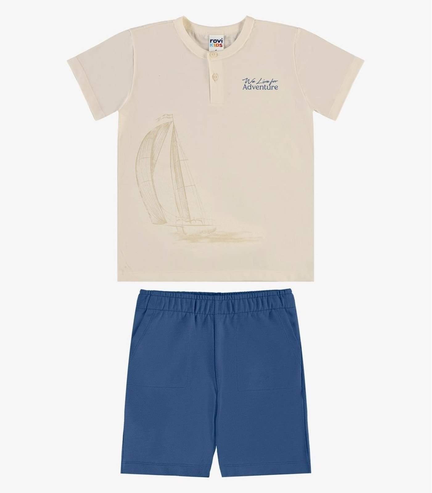 Infantil - Conjunto Camiseta Com Bermuda Rovi Bege