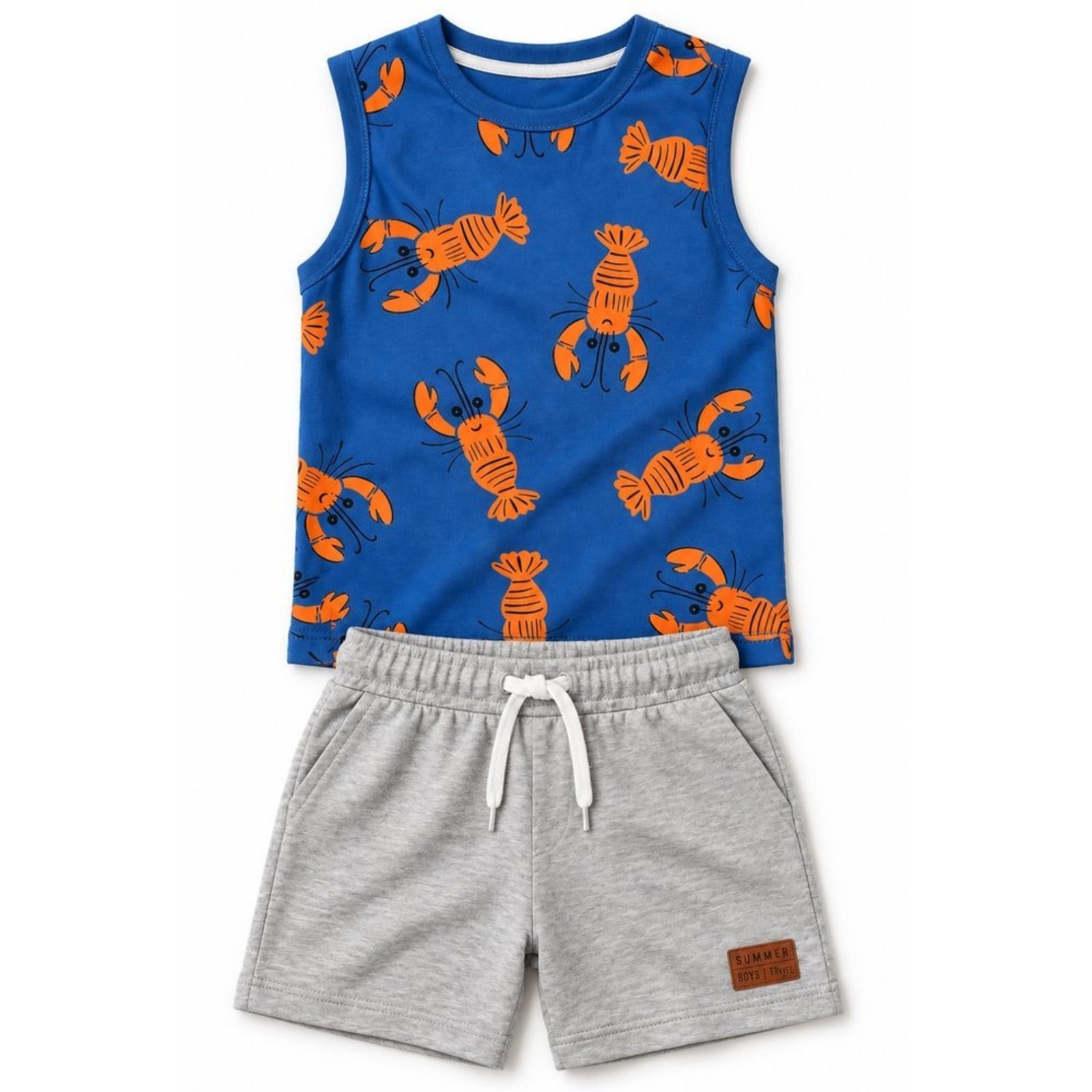 Infantil - Conjunto Menino Regata Meia Malha Penteada Bermuda Moletinho — foto 5