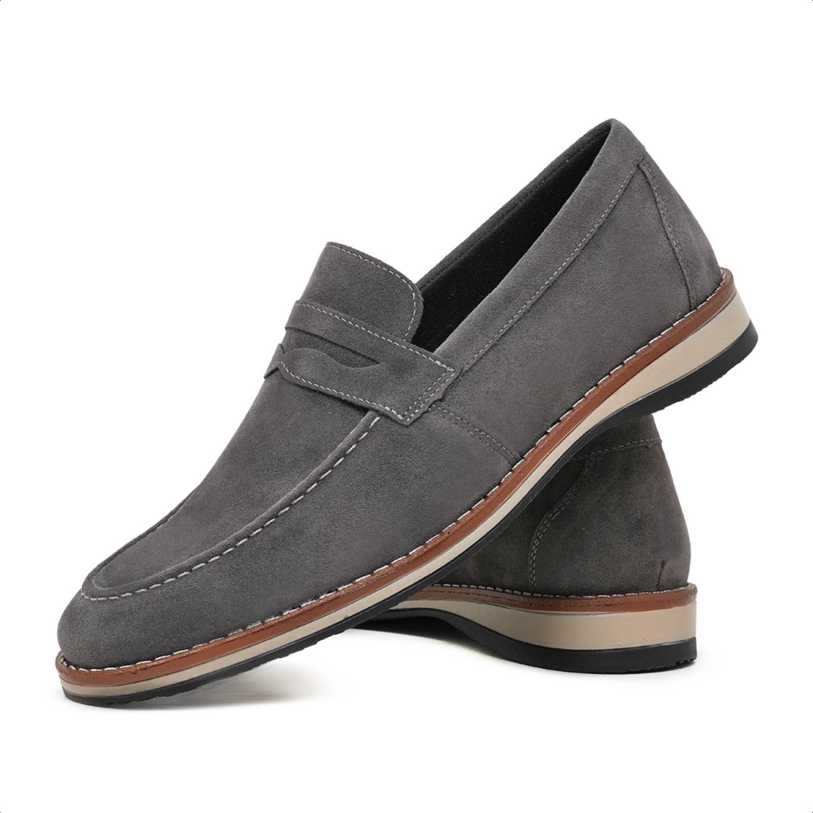 Sapato Masculino Casual Social Oxford Loafter Casamento Premium Camurça Cinza