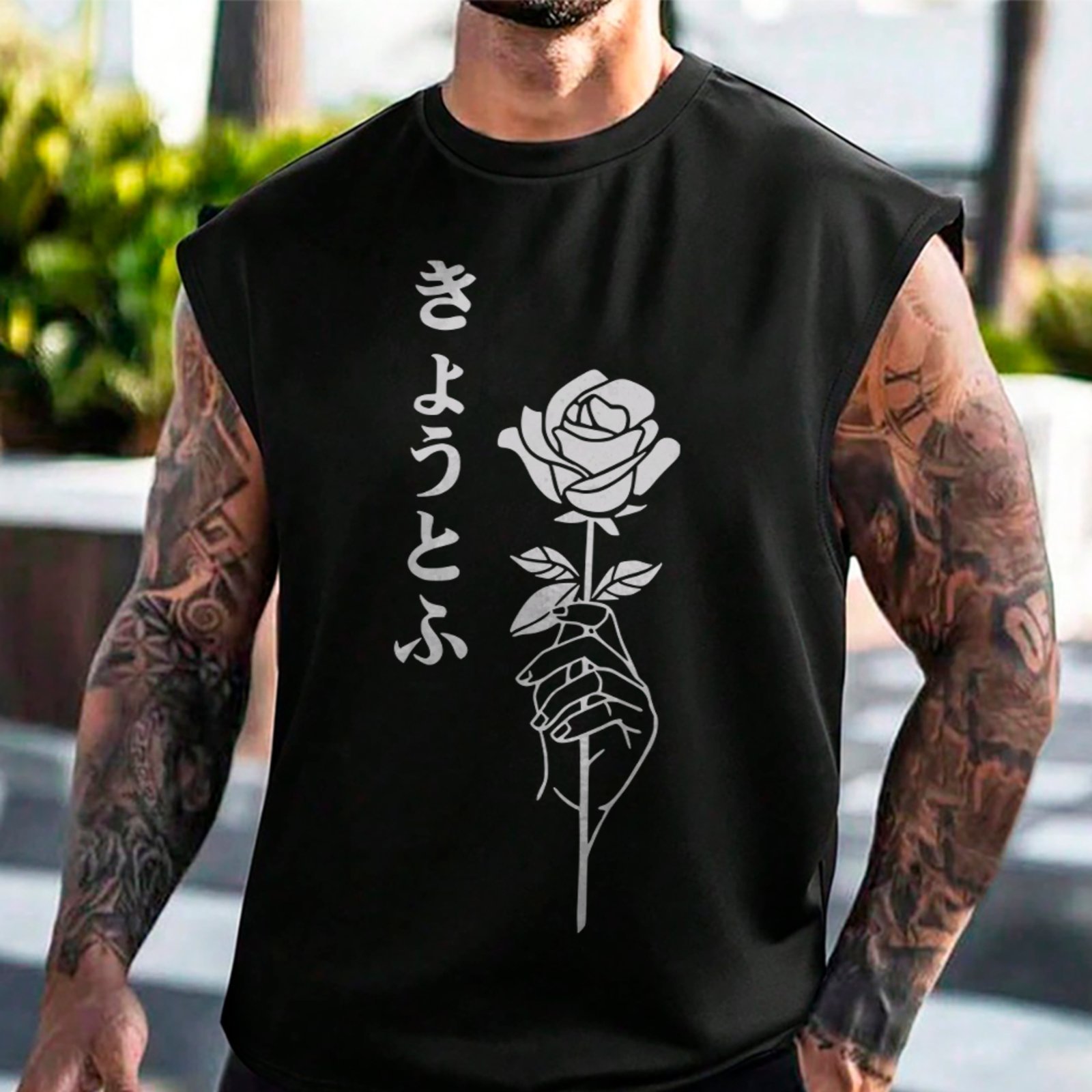 Camiseta Regata Machão Rosa Mão Estética Streetwear Hype Preto