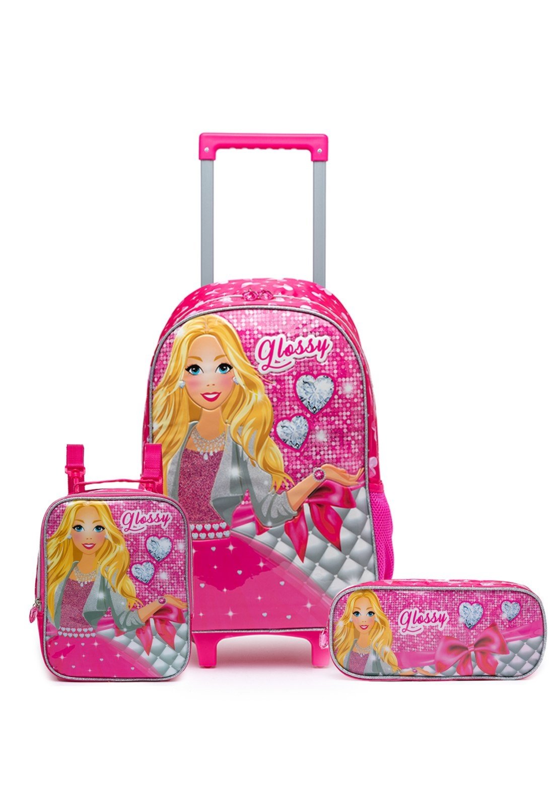 Infantil - Kit Mochila Lancheira Estojo Menina Escolar Reforçado