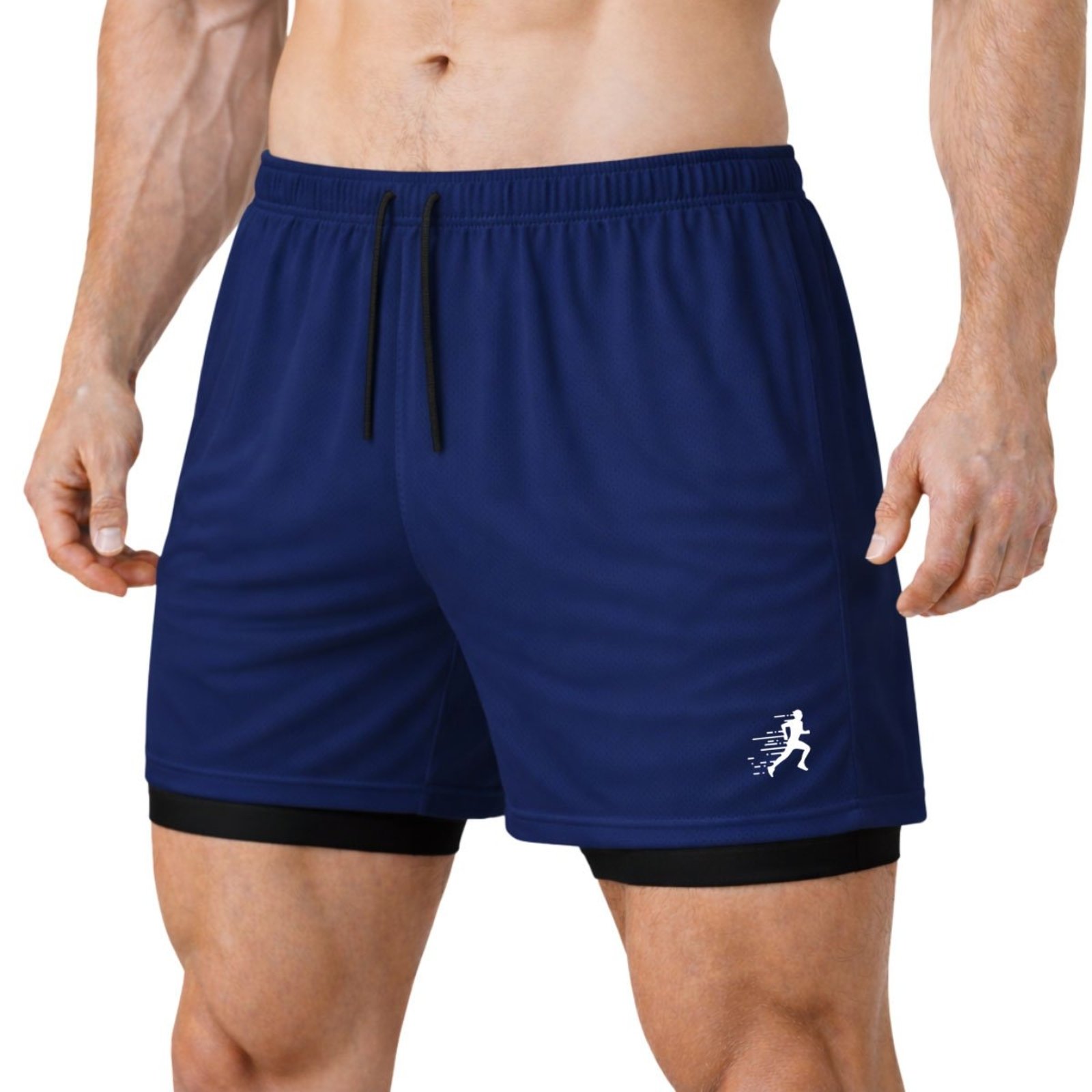 Short Treino Dry Fit Térmico 2 em 1 com Bolso para Celular e Porta-Toalha Calção Fitness Academia