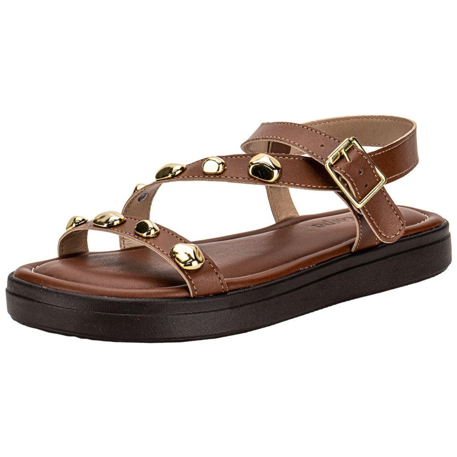 Sandália Feminina Flat Via Scarpa 173718982 3948982 Caramelo
