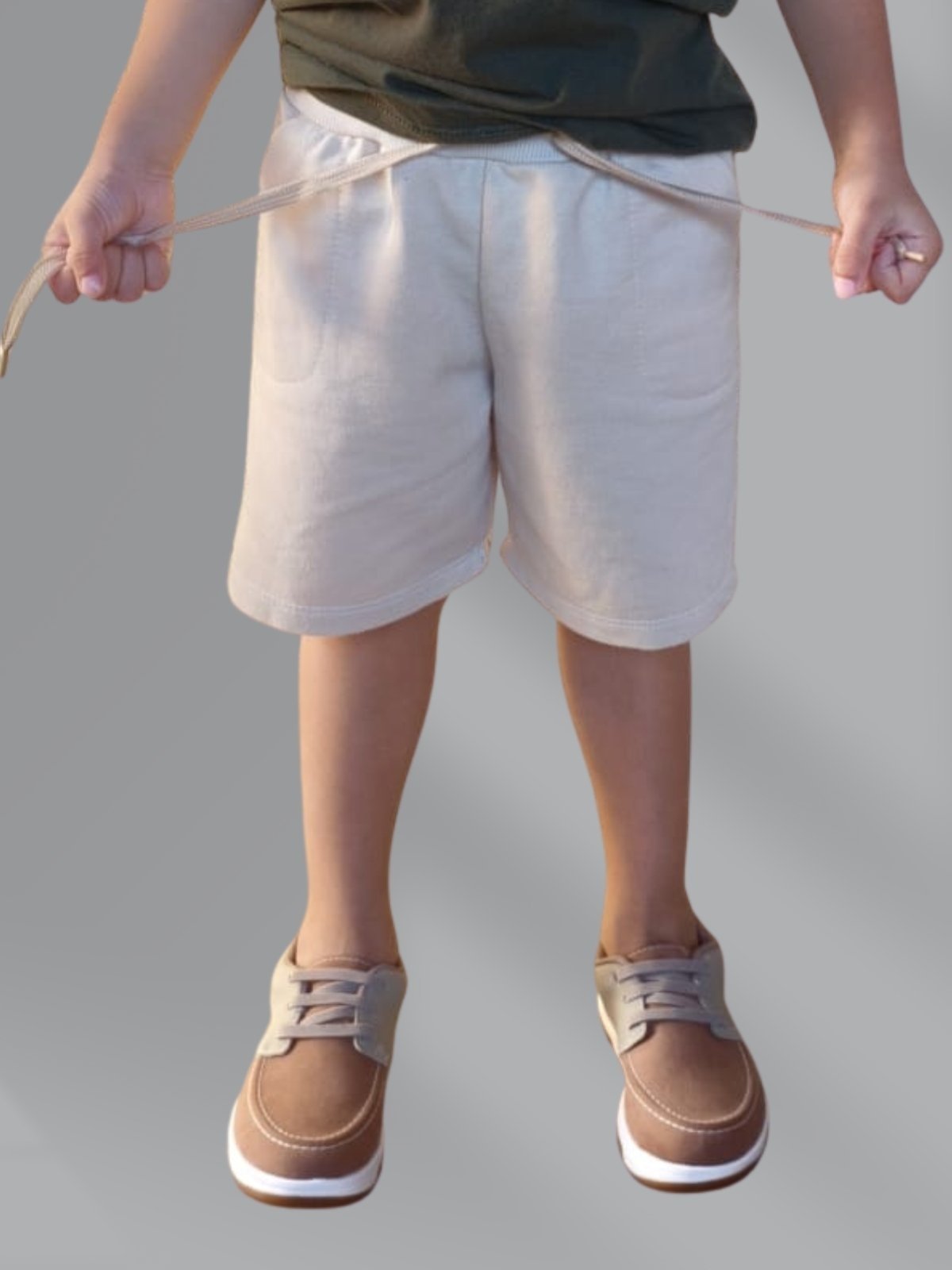 Infantil - Short Bermuda Moletom Urbania Moleton Bege