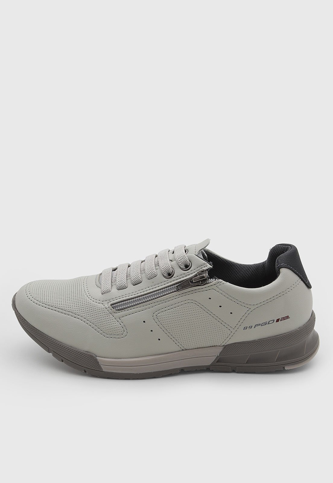 Tênis Masculino Pegada Zíper Lateral Cinza