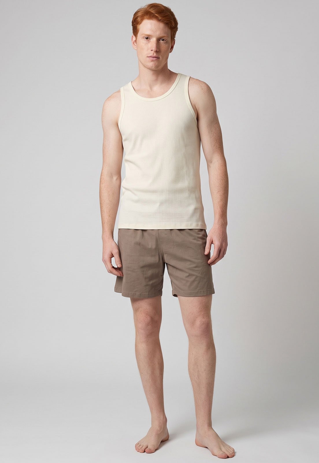 Conjunto Pijama Curto Masculino Hering Liso Branco