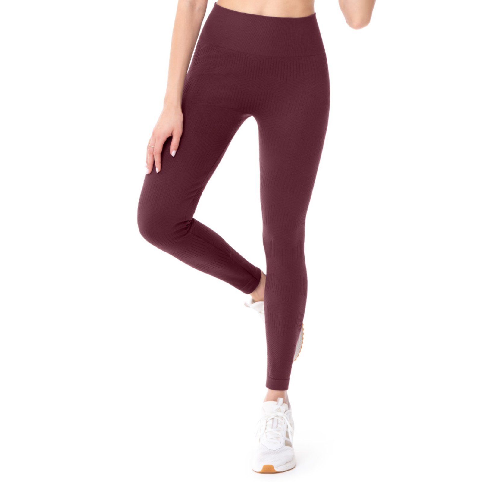 Calça Legging Fitness Jacquard Bordeaux