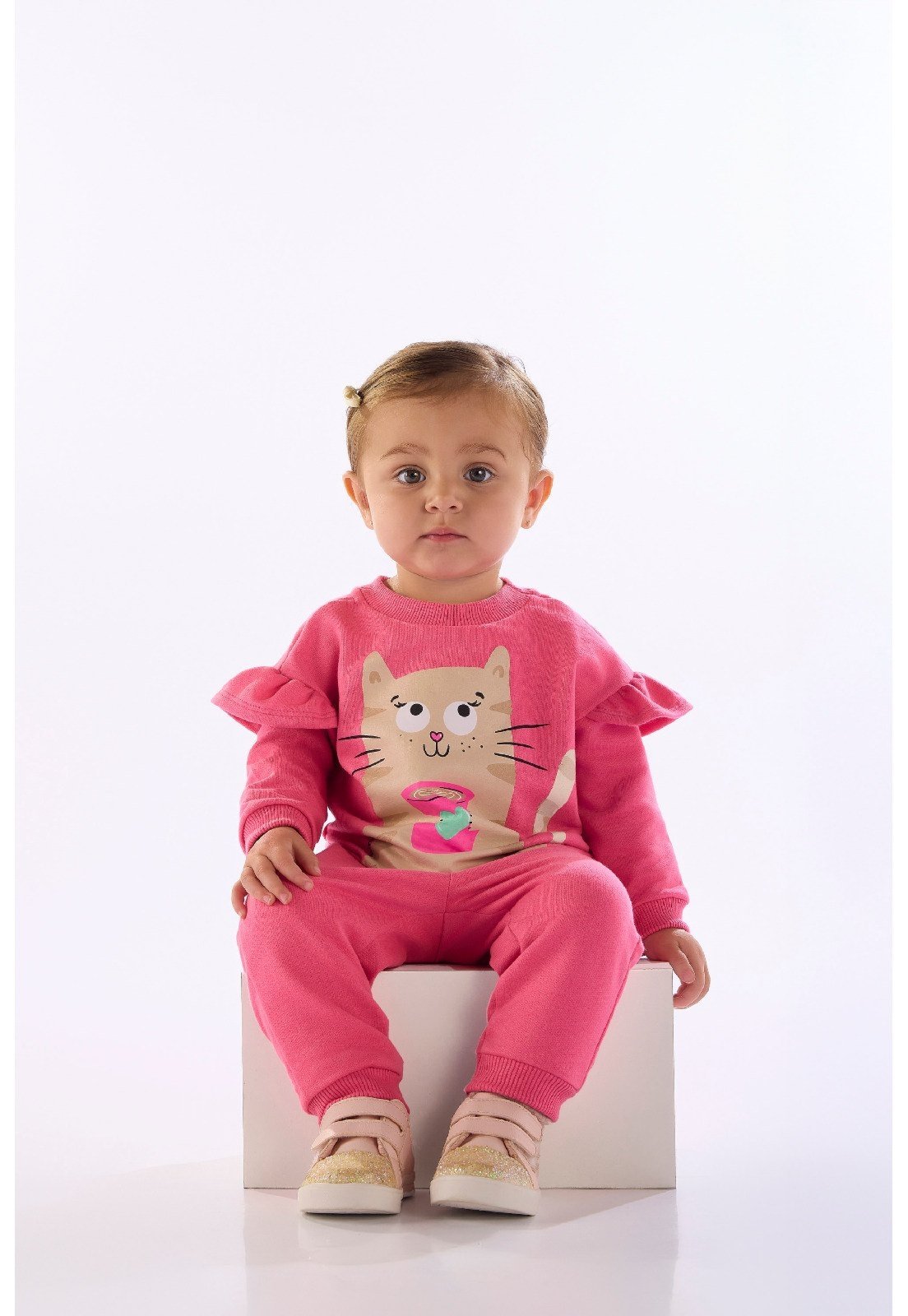 Infantil - Conjunto Miau Moletom Quimby Rosa