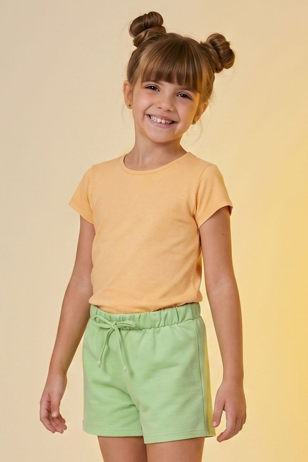 Infantil - Short Básico Menina Moletom Elian Verde