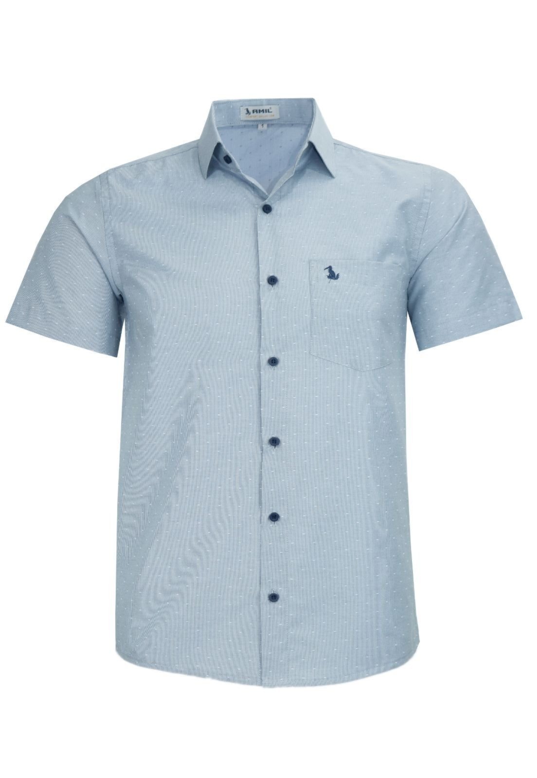 Camisa Social Manga Curta Comfort Com Bolso Passa Fácil 1848
