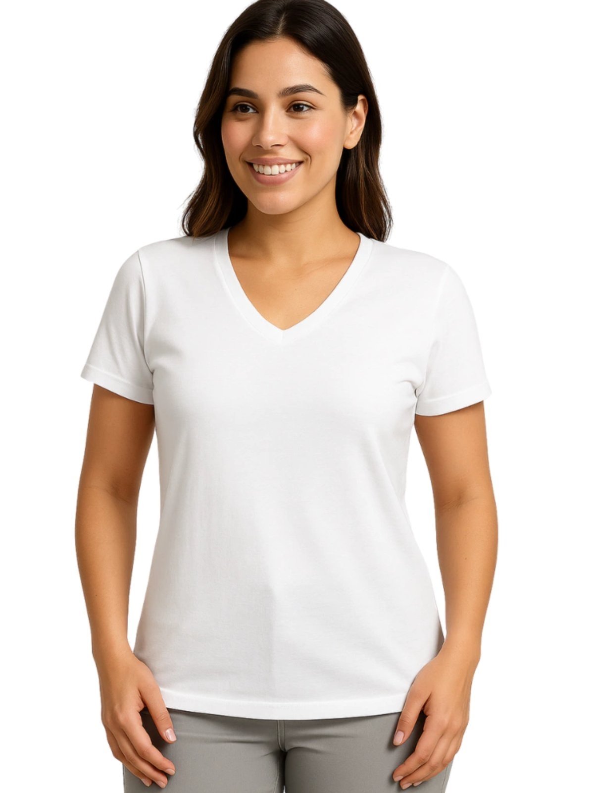 Camiseta Blusa Academia Fitness Feminina Camisa Lisa Basica Slim Gola V Branca