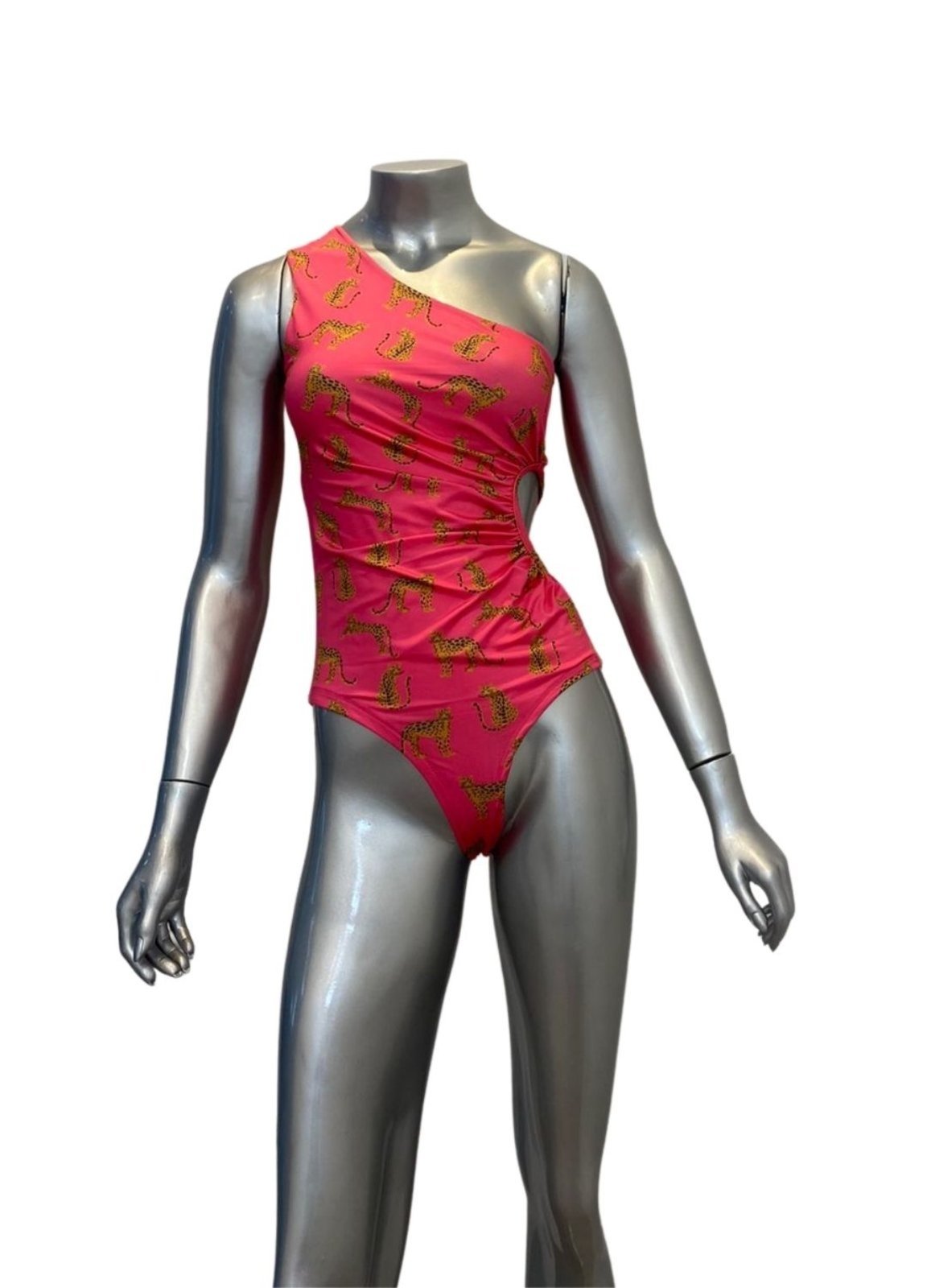 Maio Body com Saida de Praia Animal Print Pink