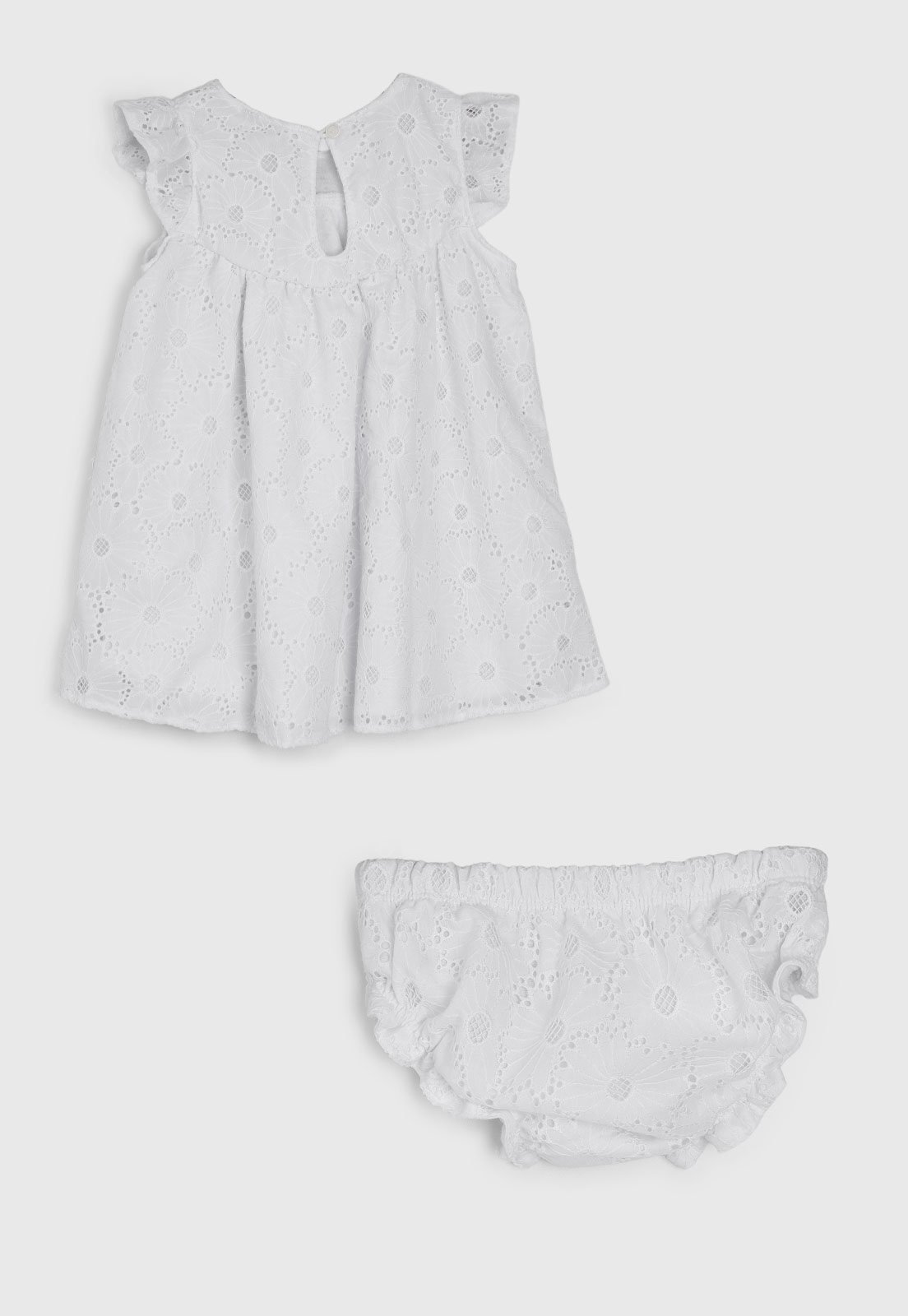 Vista 3 Infantil - Vestido e Calcinha Milon Renda Bordada Milon branco