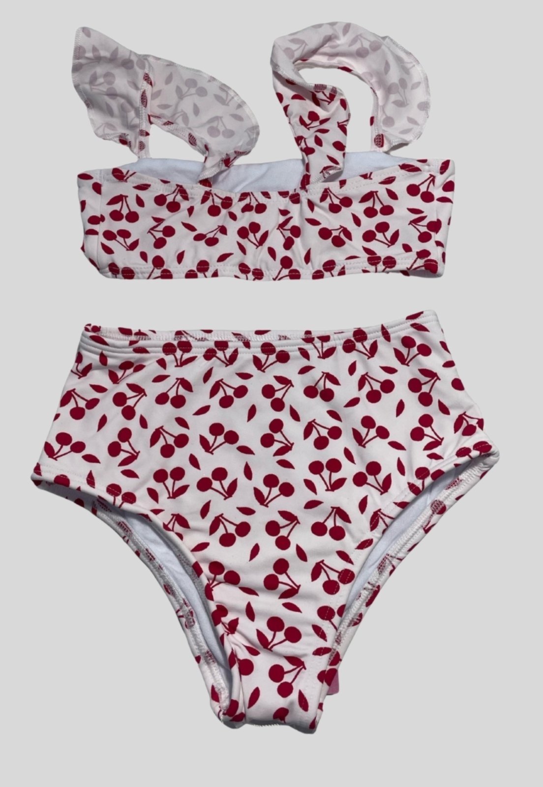 Biquíni Bella Fiore Modas Moda Praia Verão Cropped Alça Babadinho Estampado Branco