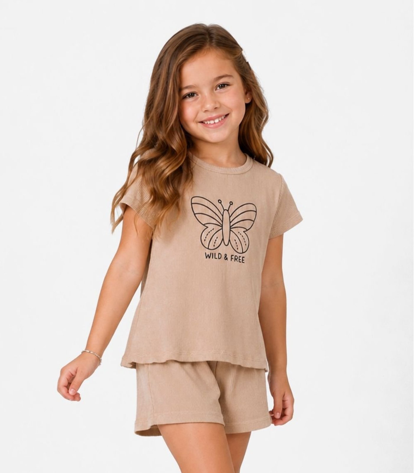 Infantil - Conjunto Feminino Regata E Short Select Marrom