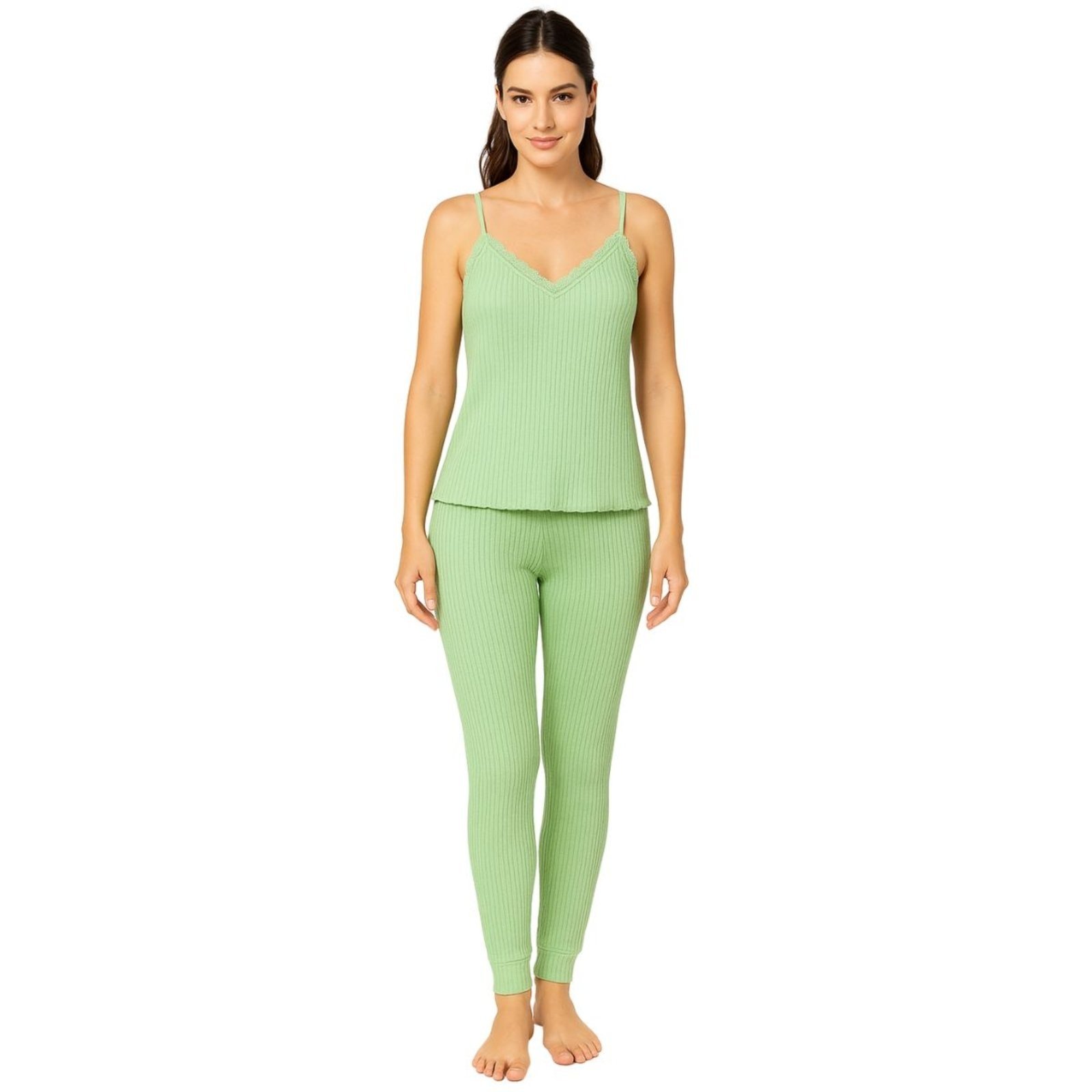 Pijama Feminino Canelado Com Renda Lupo