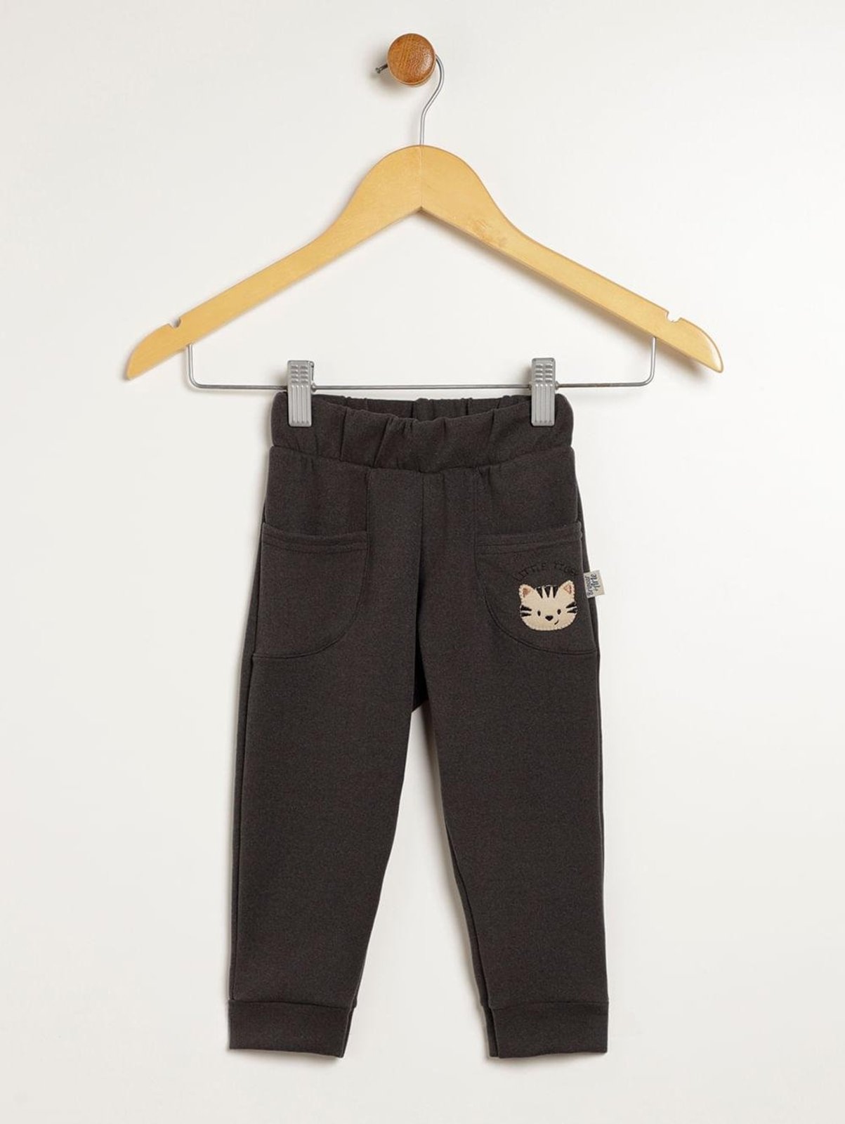 Infantil - Calça Moletom Com Punho Para Menino - PRETO