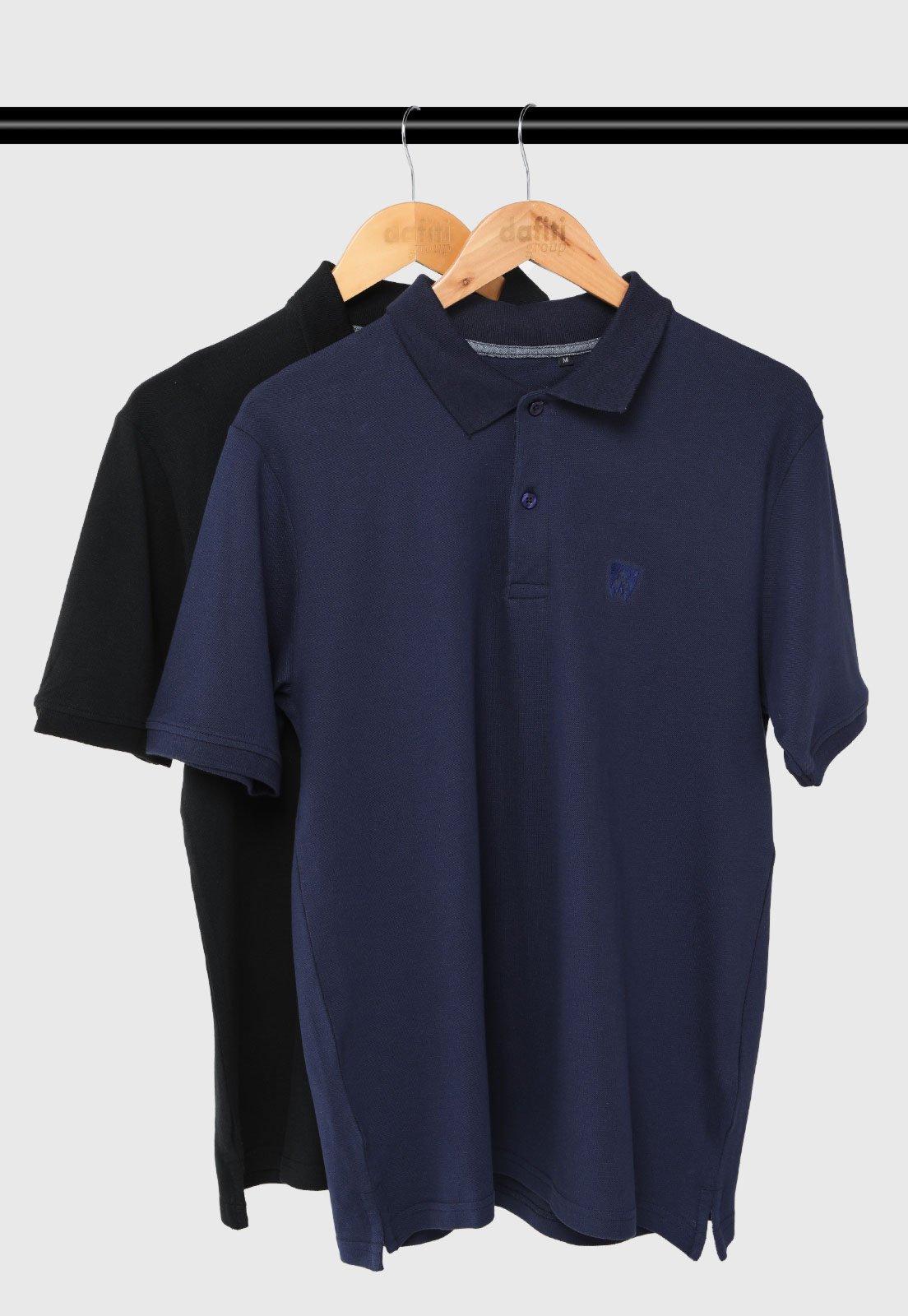 Kit 2 Camisas Polo Masculina MR Kitsch Slim Preta e Azul Marinho