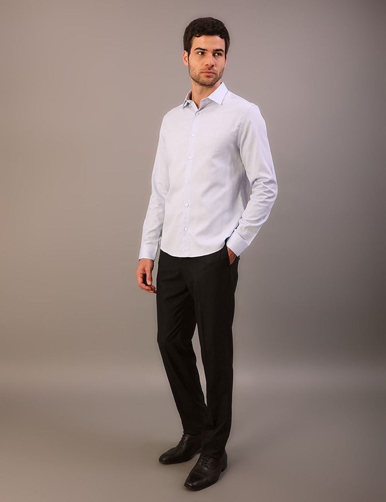 Camisa Manga Longa Slim Maquineta Fio 60 - Azul Claro Calvin Klein Jeans