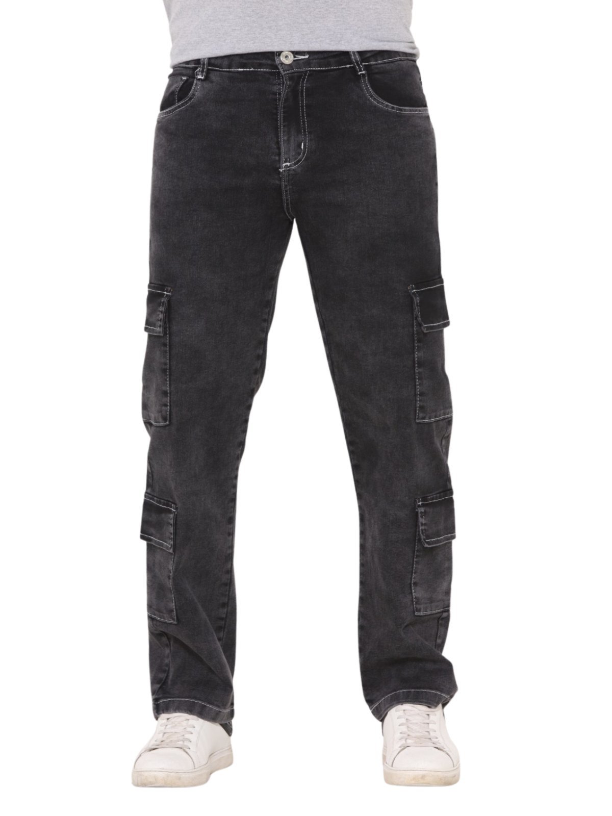 Calça Masculina Jeans Light Super Cargo 4 Bolsos Grafite