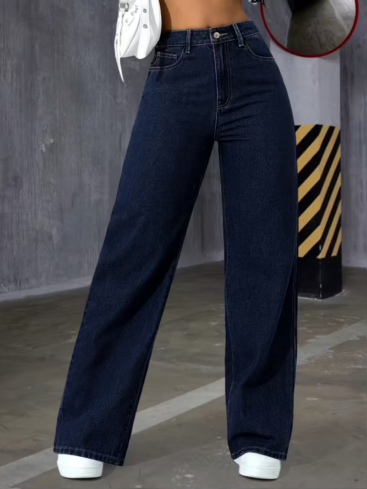 Calça Wide Leg Feminina Kovali Fashion Store Confortavel e Básica Tecido Premium Azul Escura